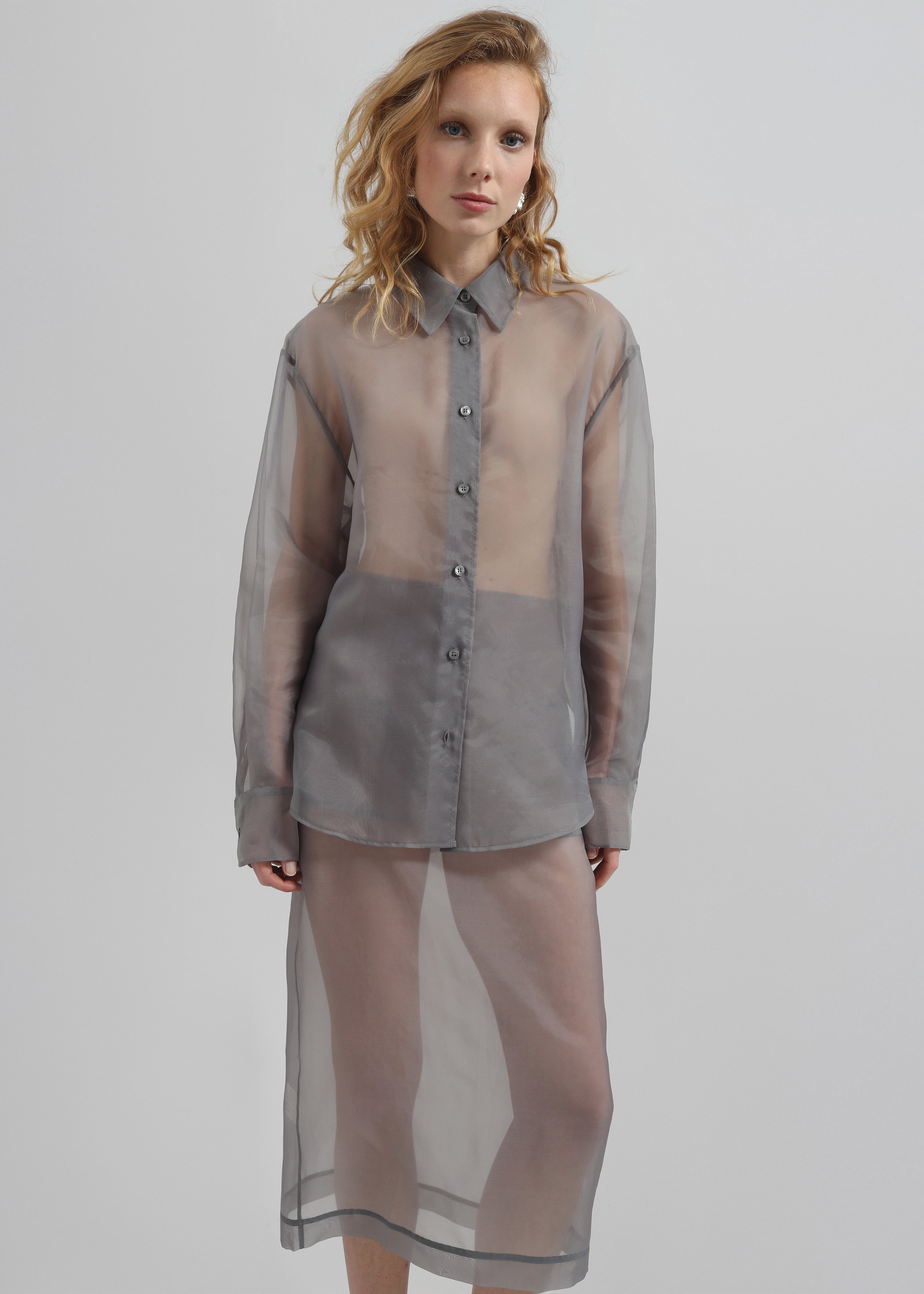 Peri Sheer Shirt - Grey - 8