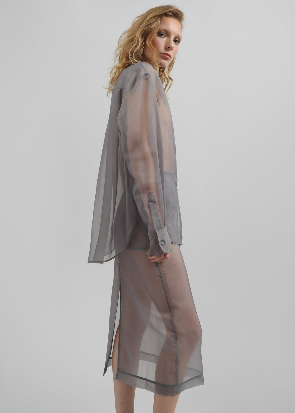 Peri Sheer Shirt - Grey - 1