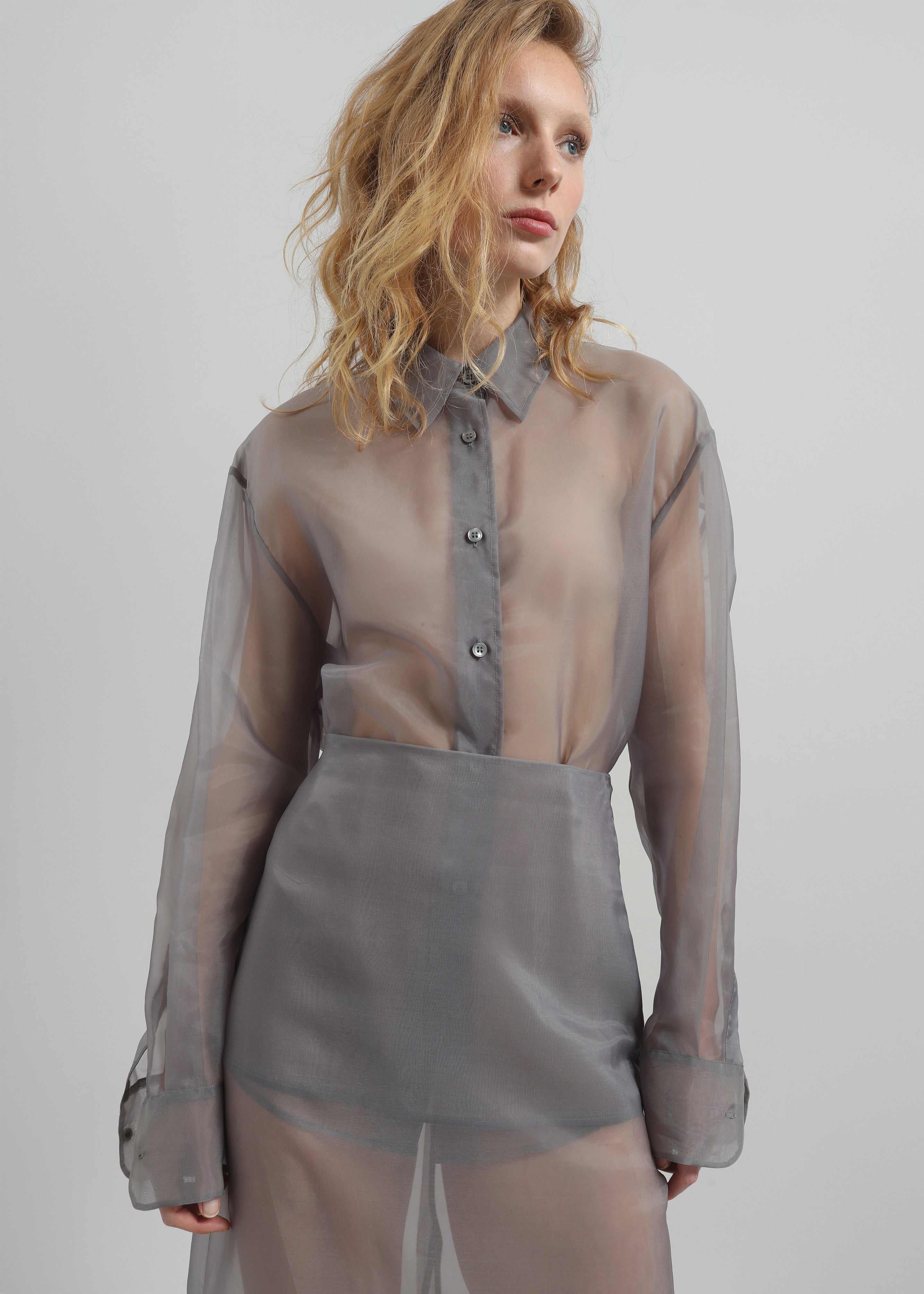 Peri Sheer Shirt - Grey - 7