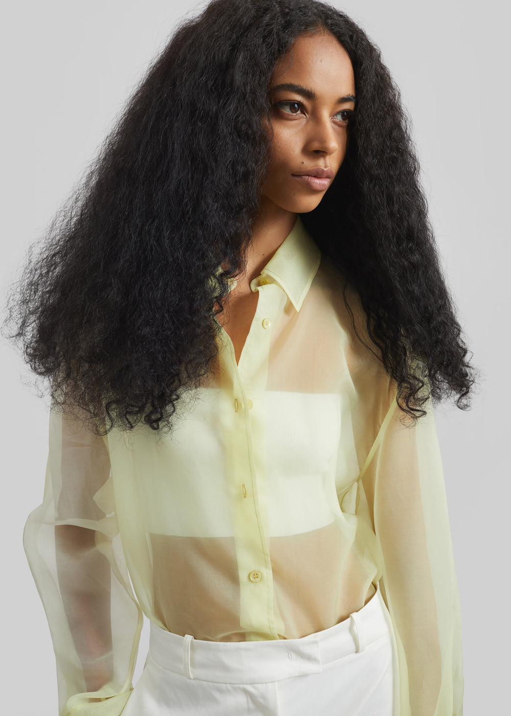 Peri Sheer Shirt - Pale Yellow - 1