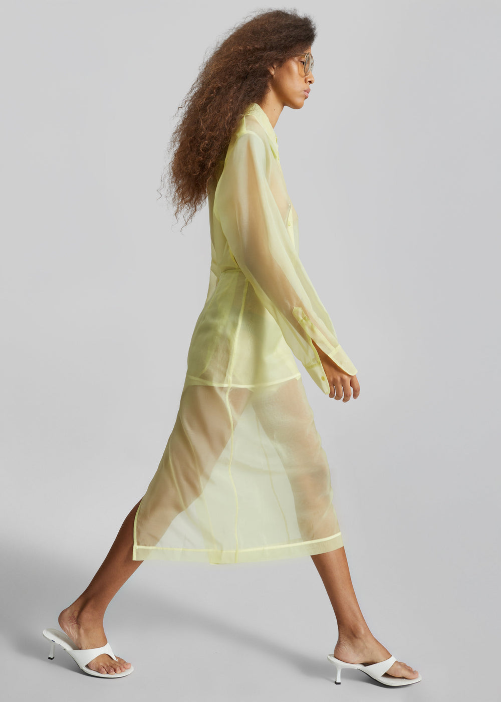 Peri Sheer Shirt - Pale Yellow - 1