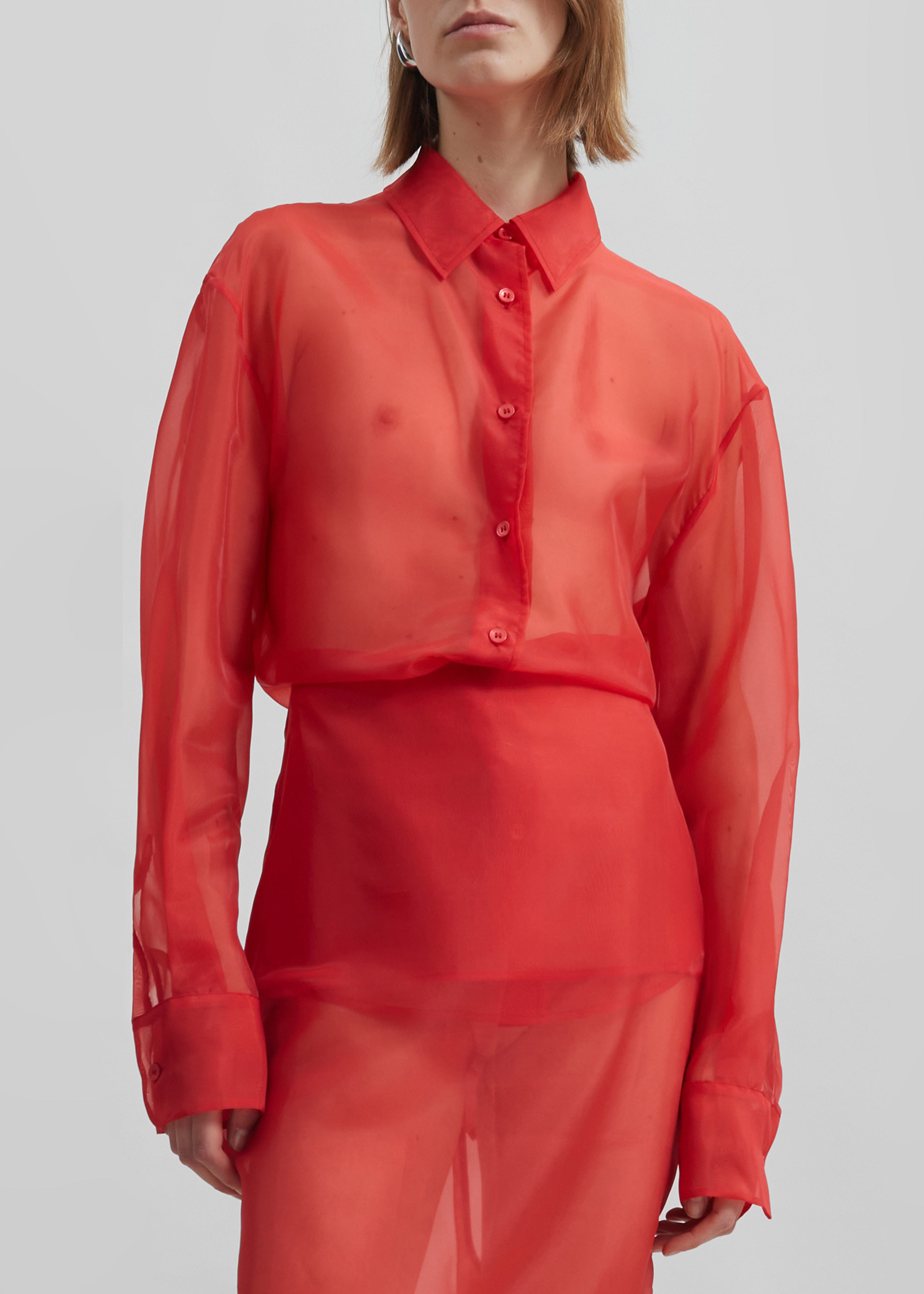 Peri Sheer Shirt - Red - 7