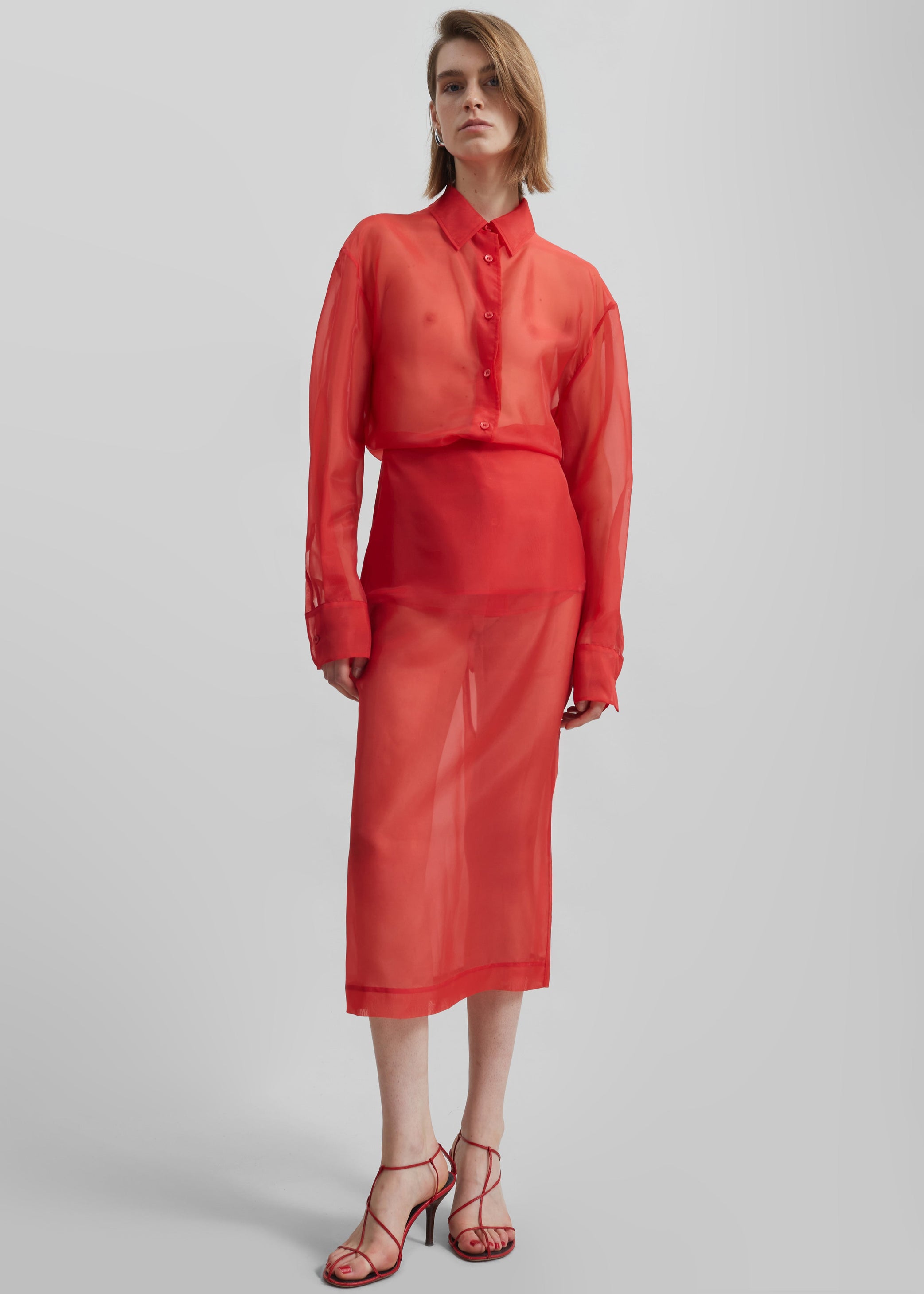 Shop the look image for Peri Sheer Shirt - Red