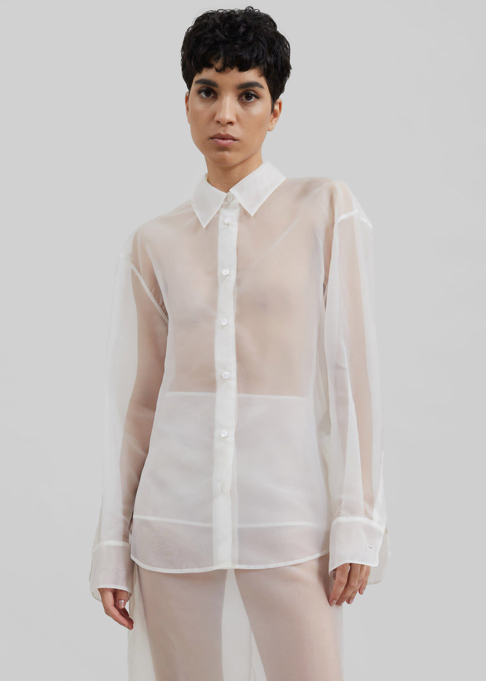 Peri Sheer Shirt - White - 1