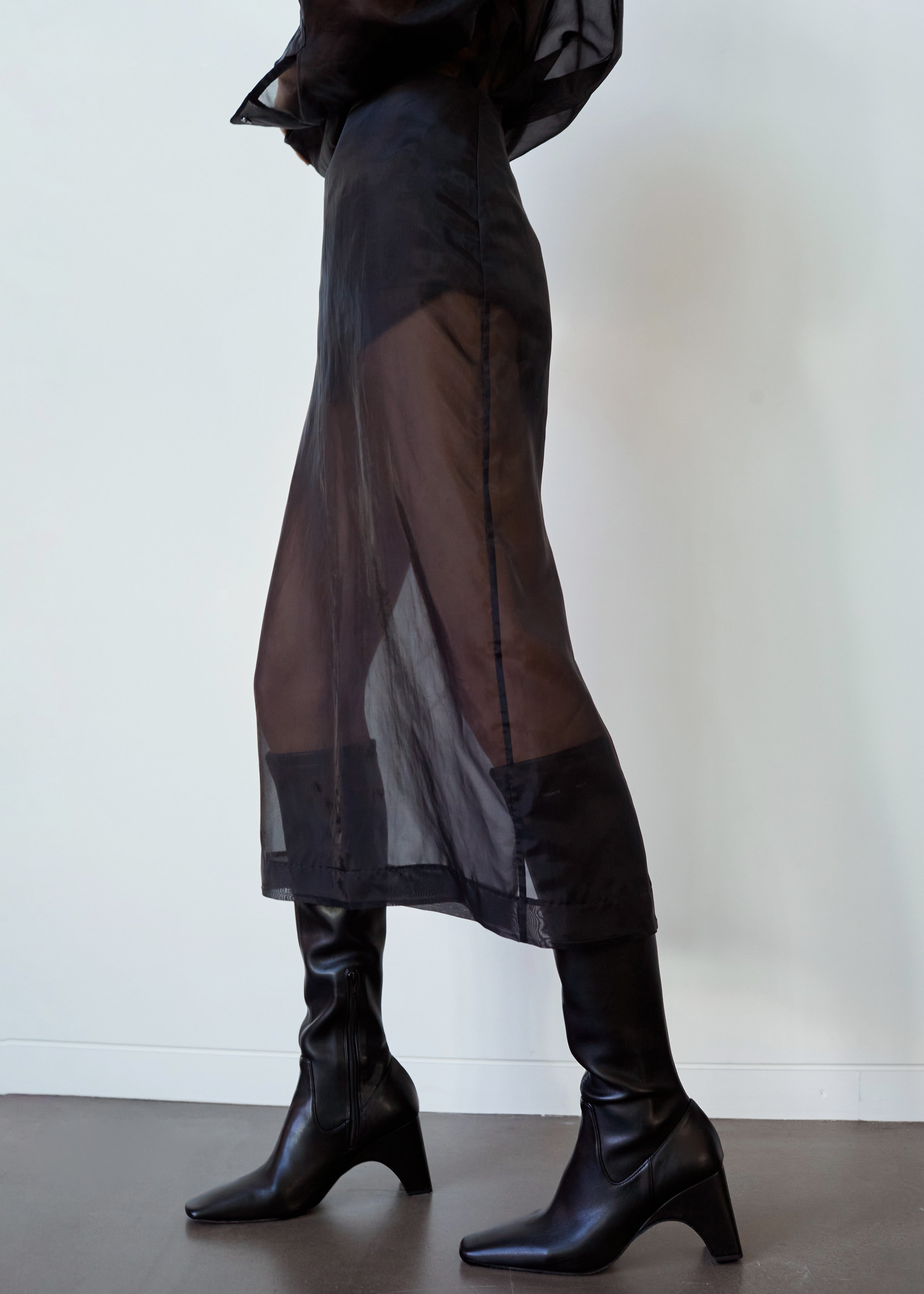 Peri Sheer Midi Skirt - Black - 6