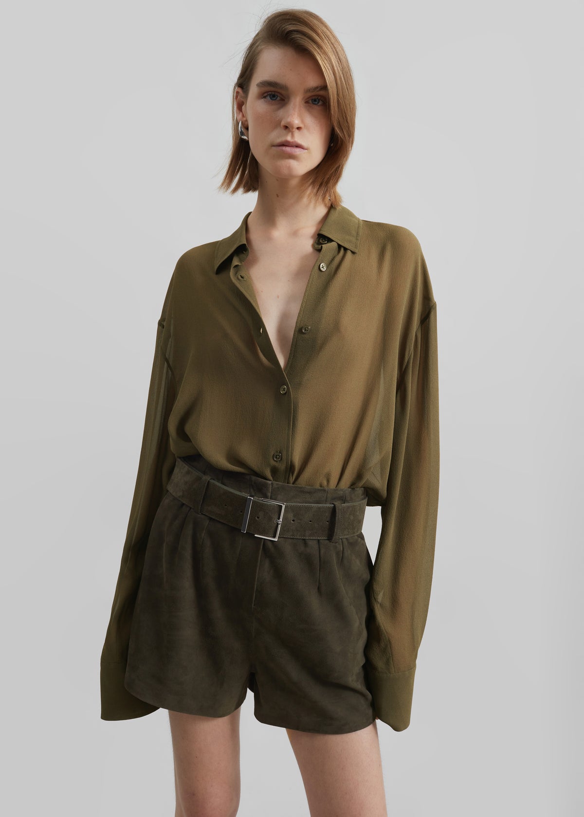 Peri Georgette Shirt - Khaki - 3