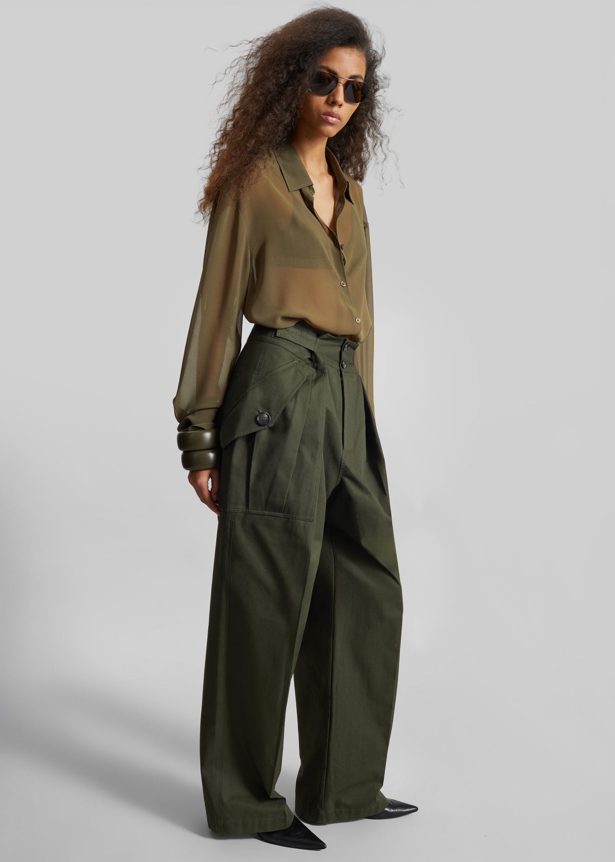 Peri Georgette Shirt - Khaki - 2
