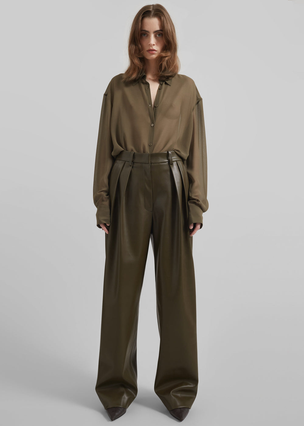 Peri Georgette Shirt - Khaki - 1