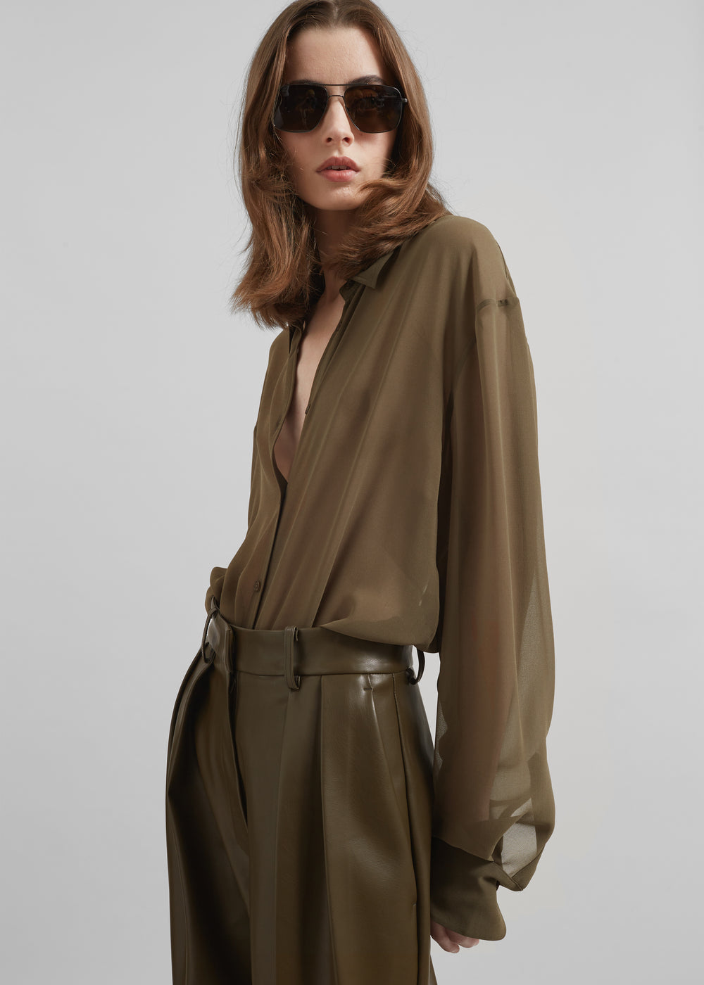 Peri Georgette Shirt - Khaki