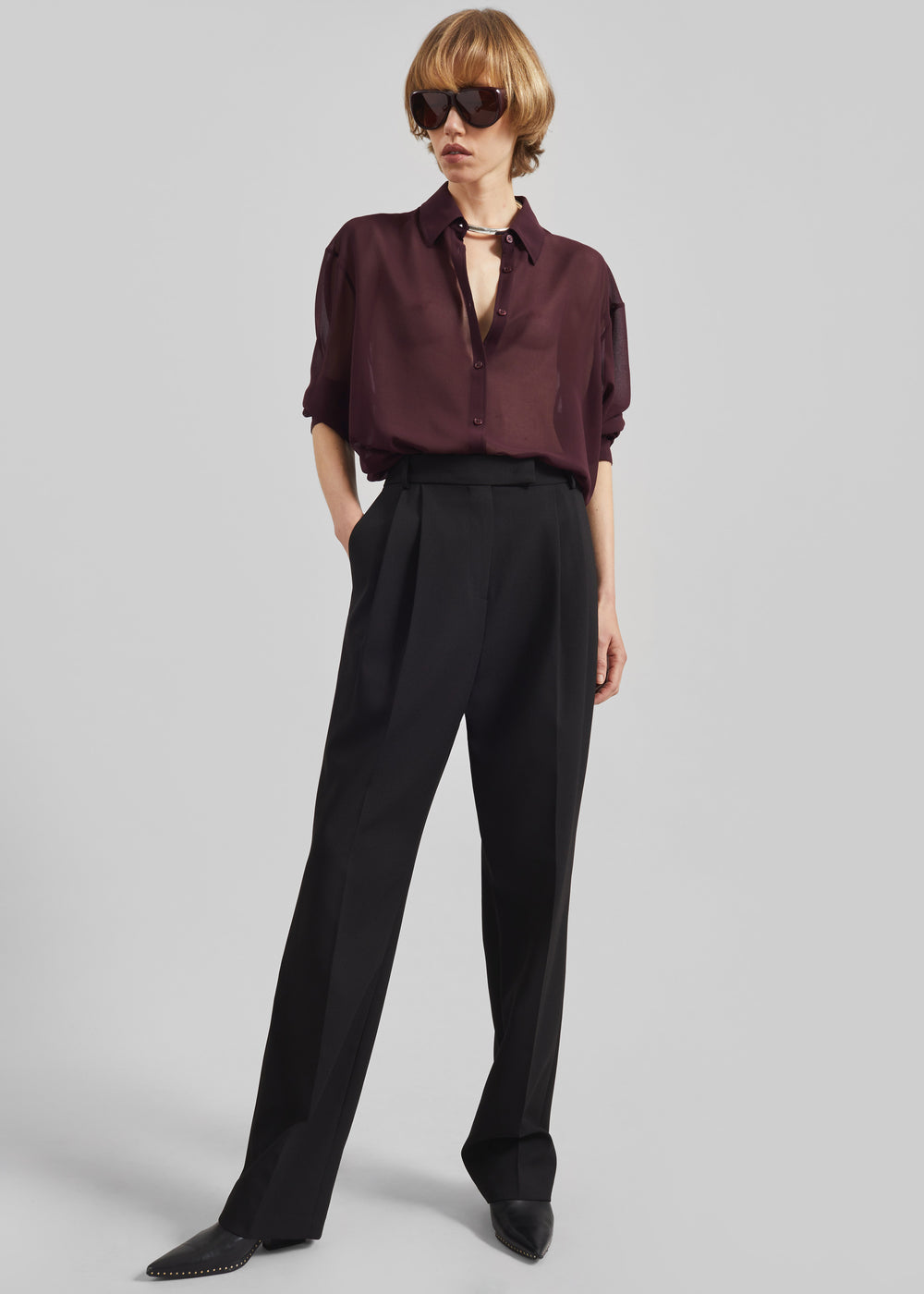 Peri Georgette Shirt - Burgundy