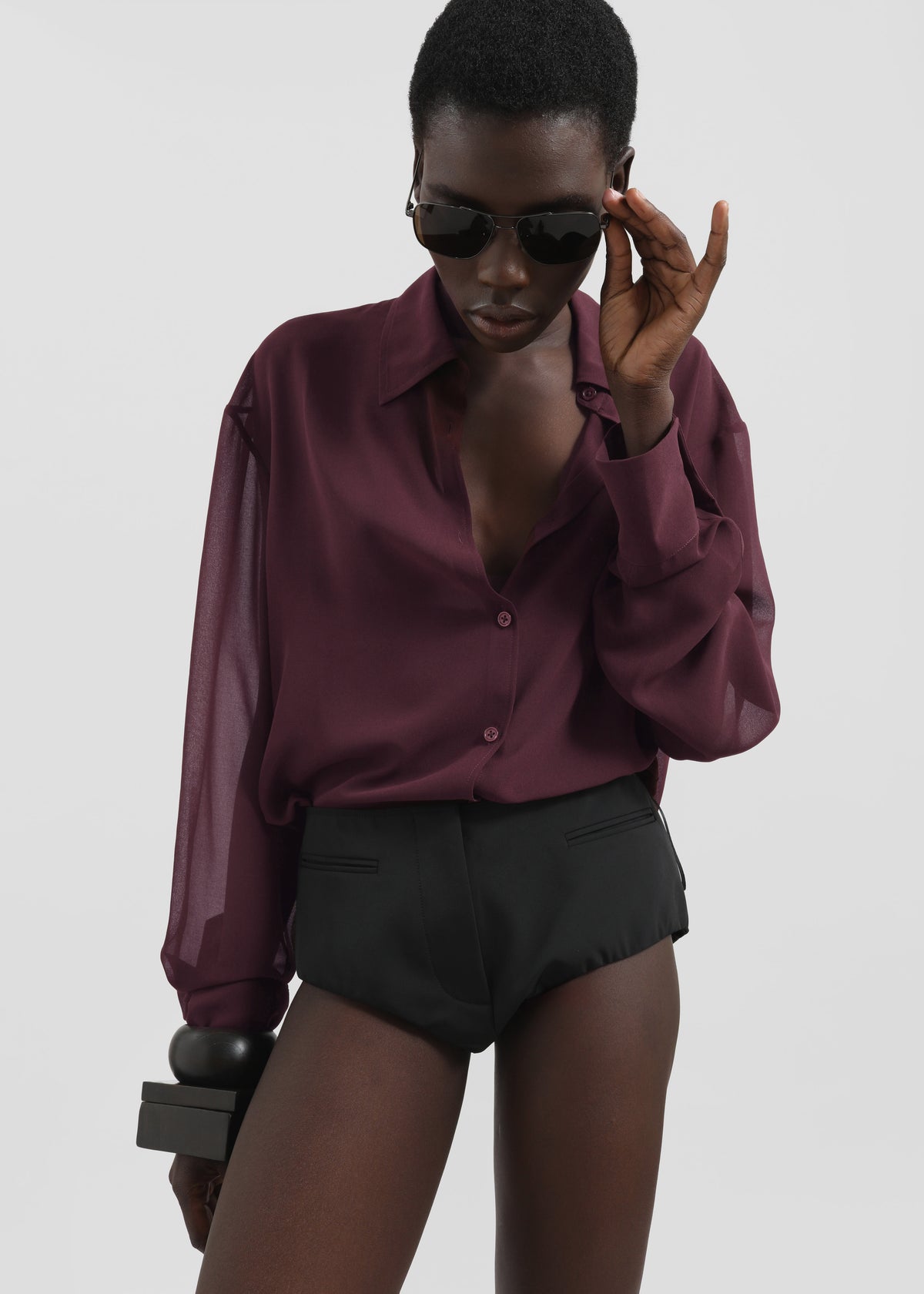 Peri Georgette Shirt - Burgundy - 5
