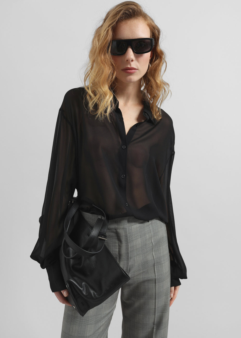 Peri Silk Georgette Shirt - Black