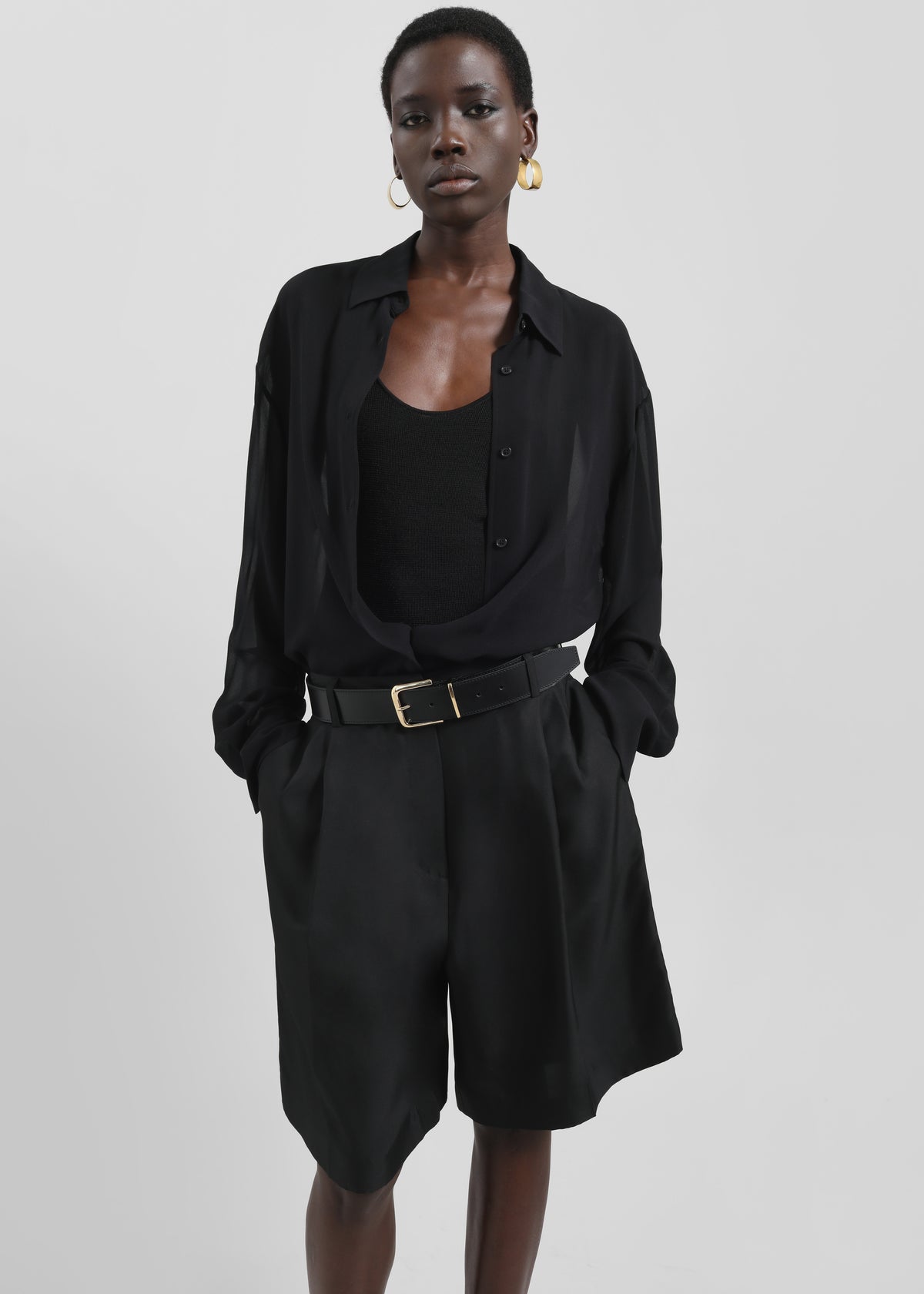 Peri Georgette Shirt - Black - 3