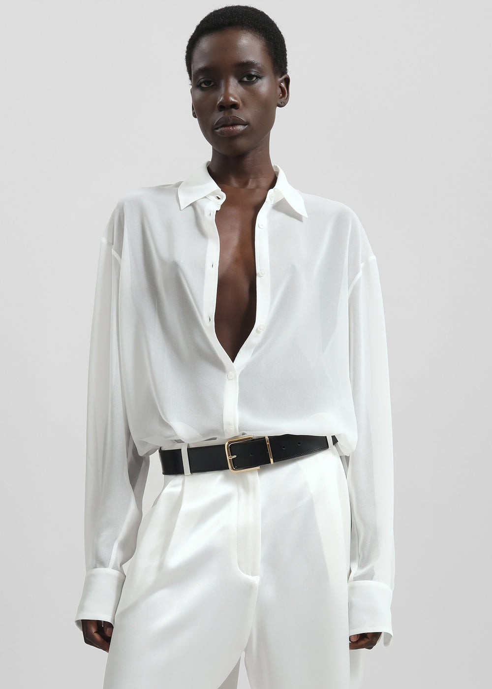 Peri Silk Georgette Shirt - White