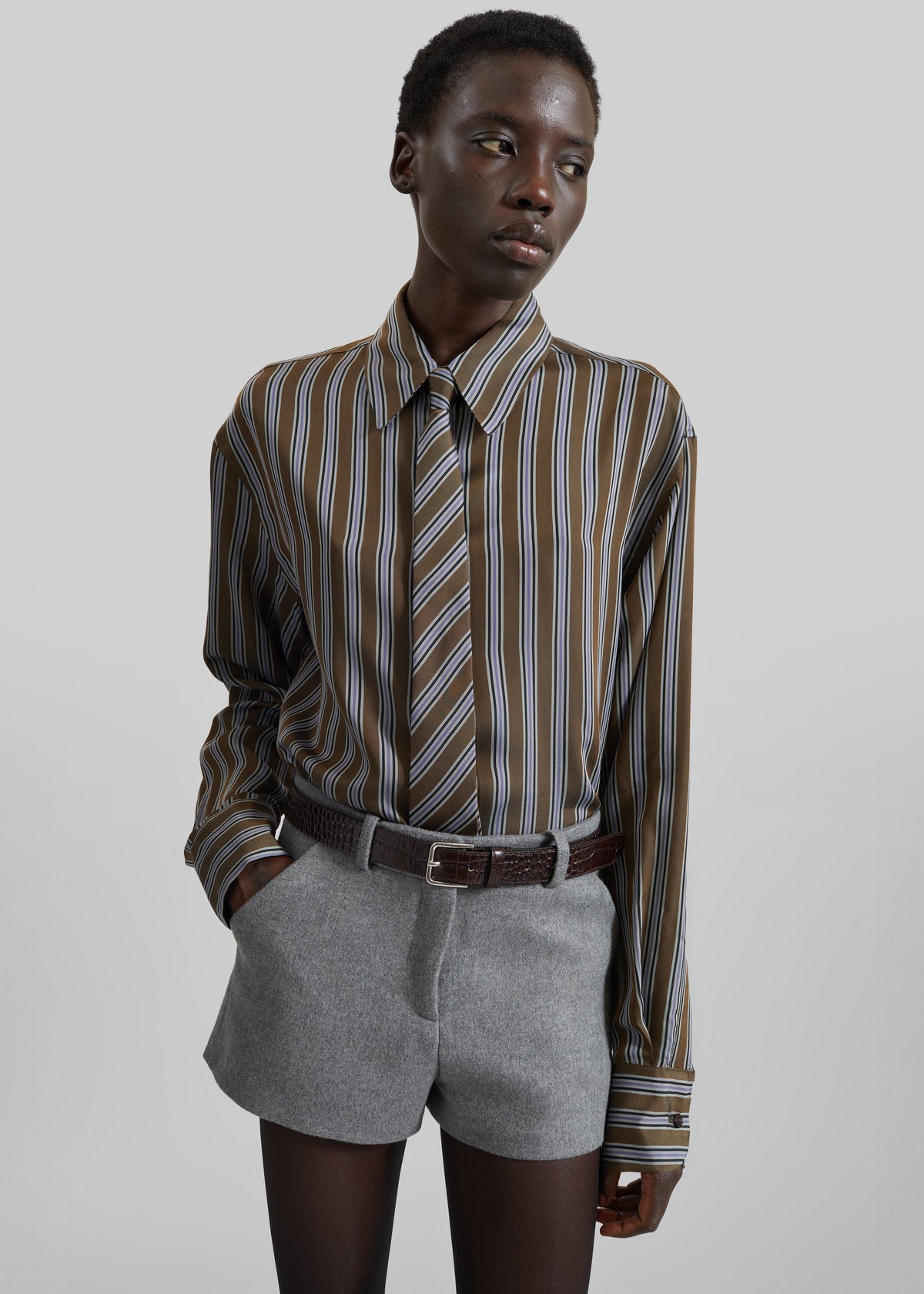 Camicia Peri - Multirighe marrone