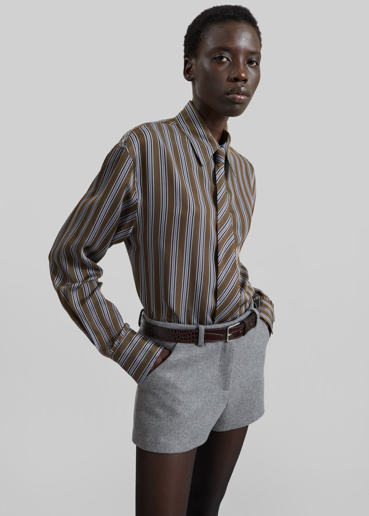 Camicia Peri - Multirighe marrone