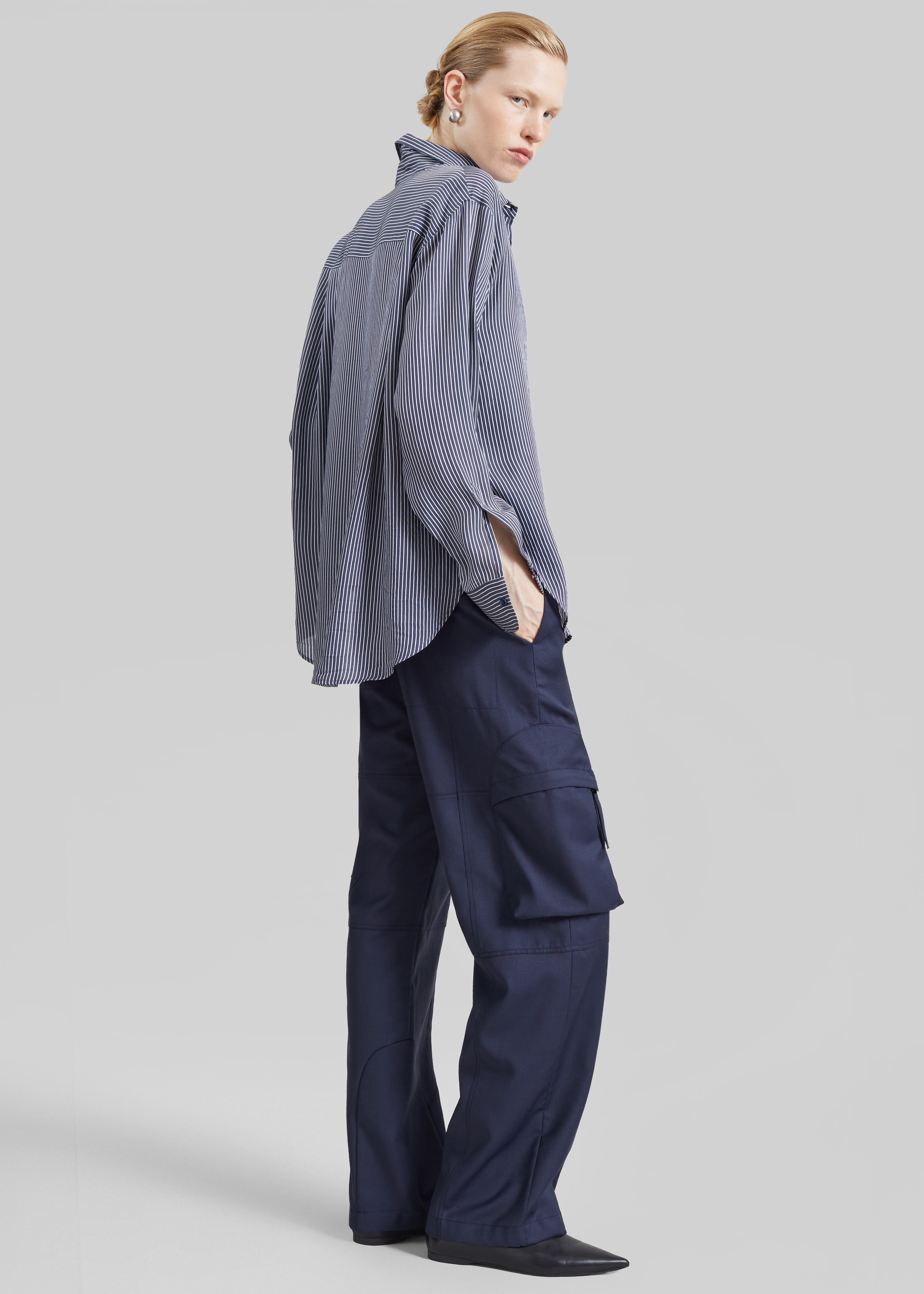 Peri Silk Shirt - Navy/White Stripe - 7