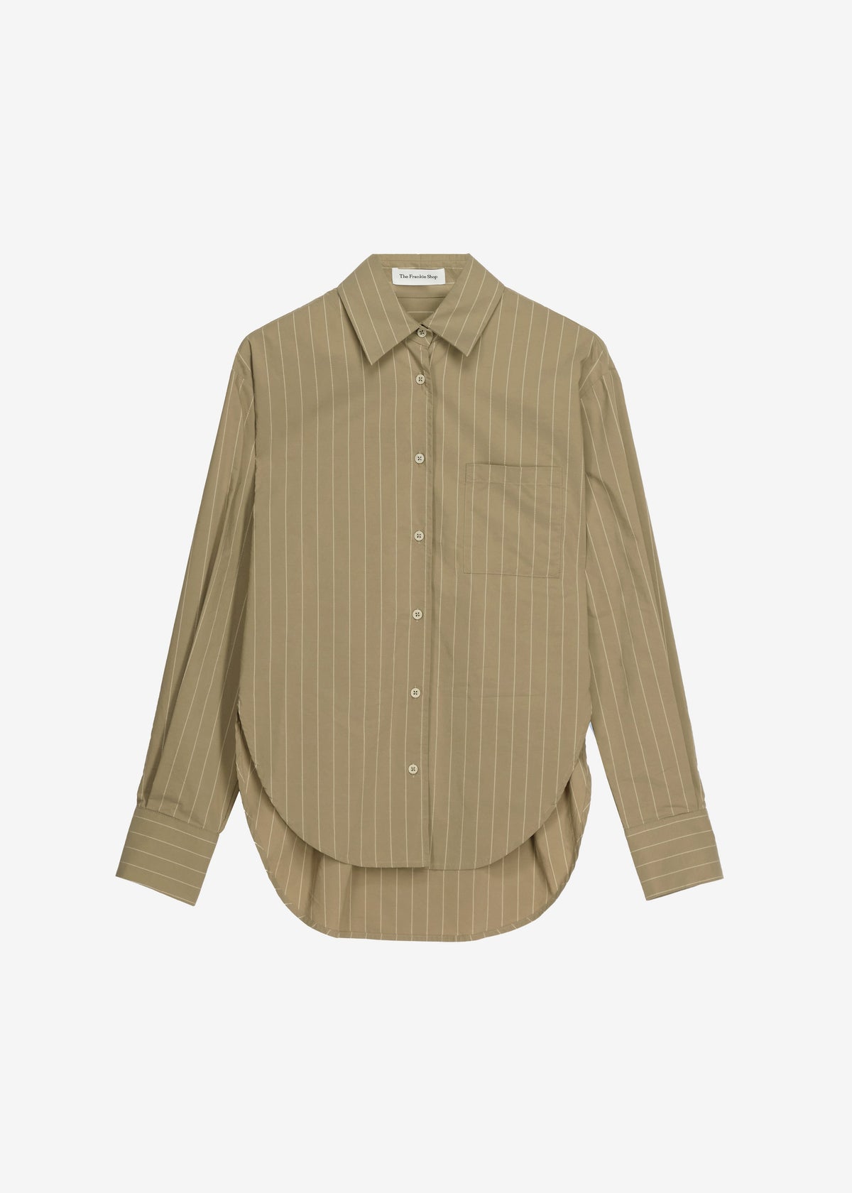 Peri Striped Cotton Shirt - Olive/White Stripe - 7