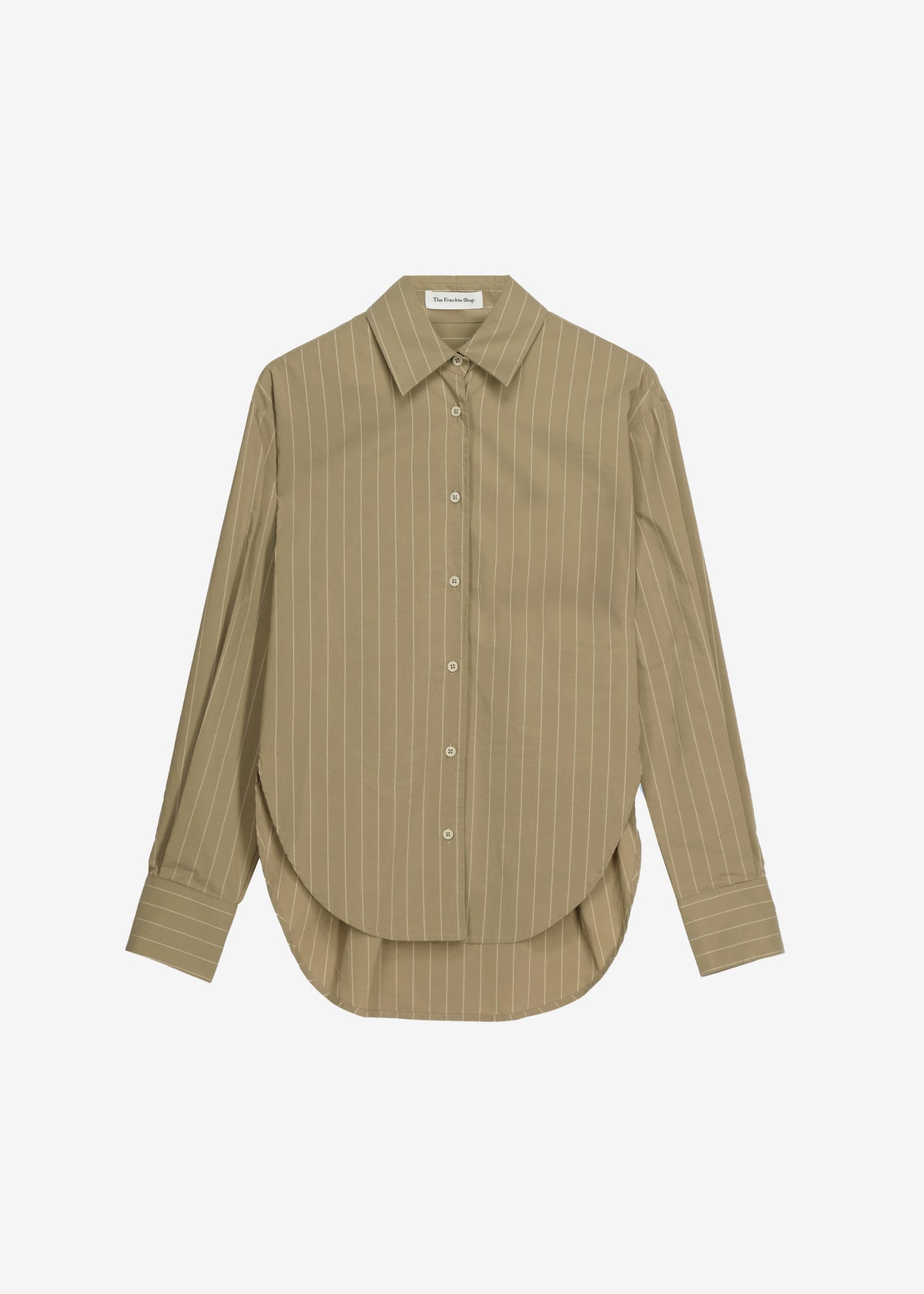 Peri Striped Cotton Shirt - Olive/White Stripe - 6