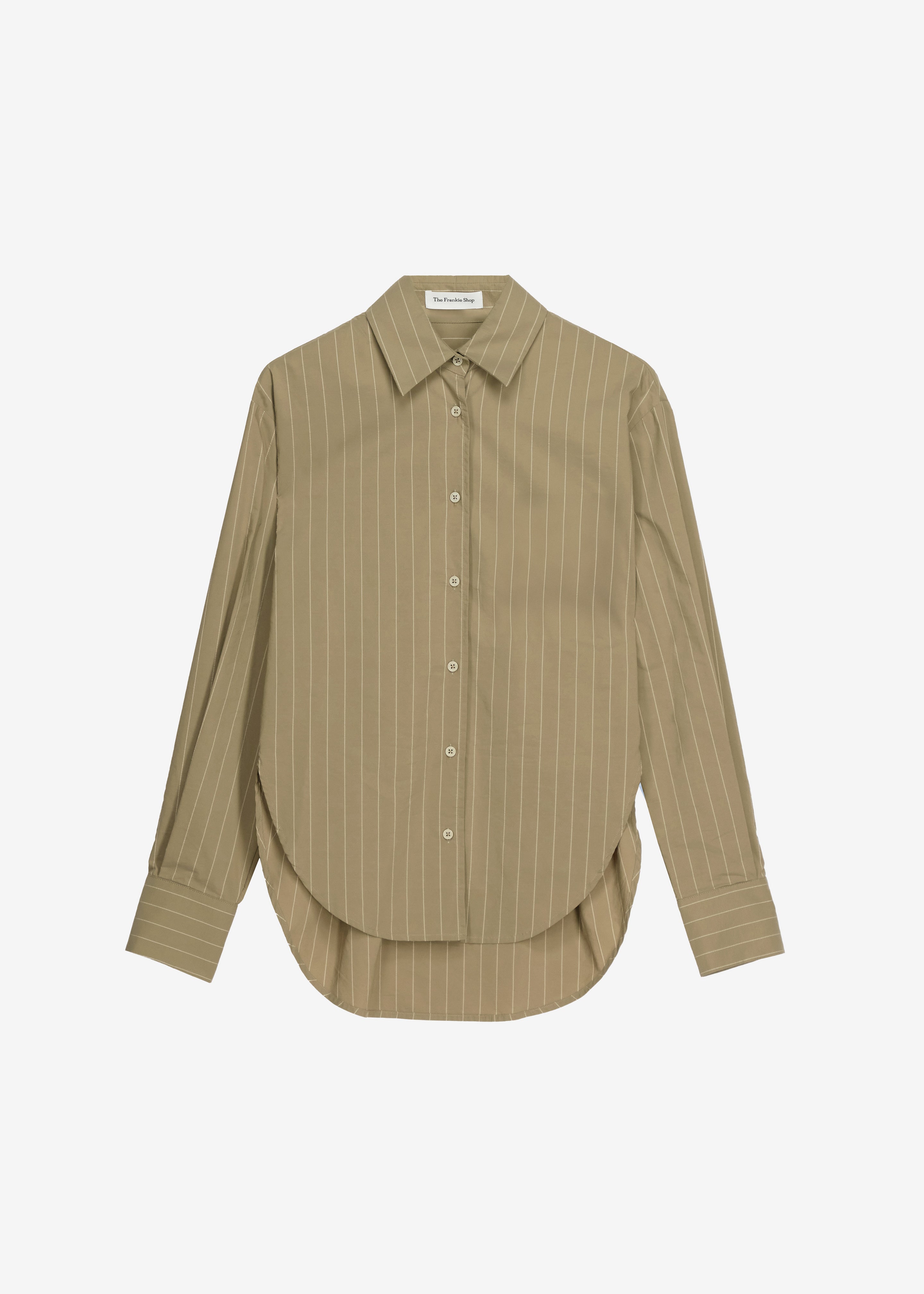 Peri Striped Cotton Shirt - Olive/White Stripe - 6