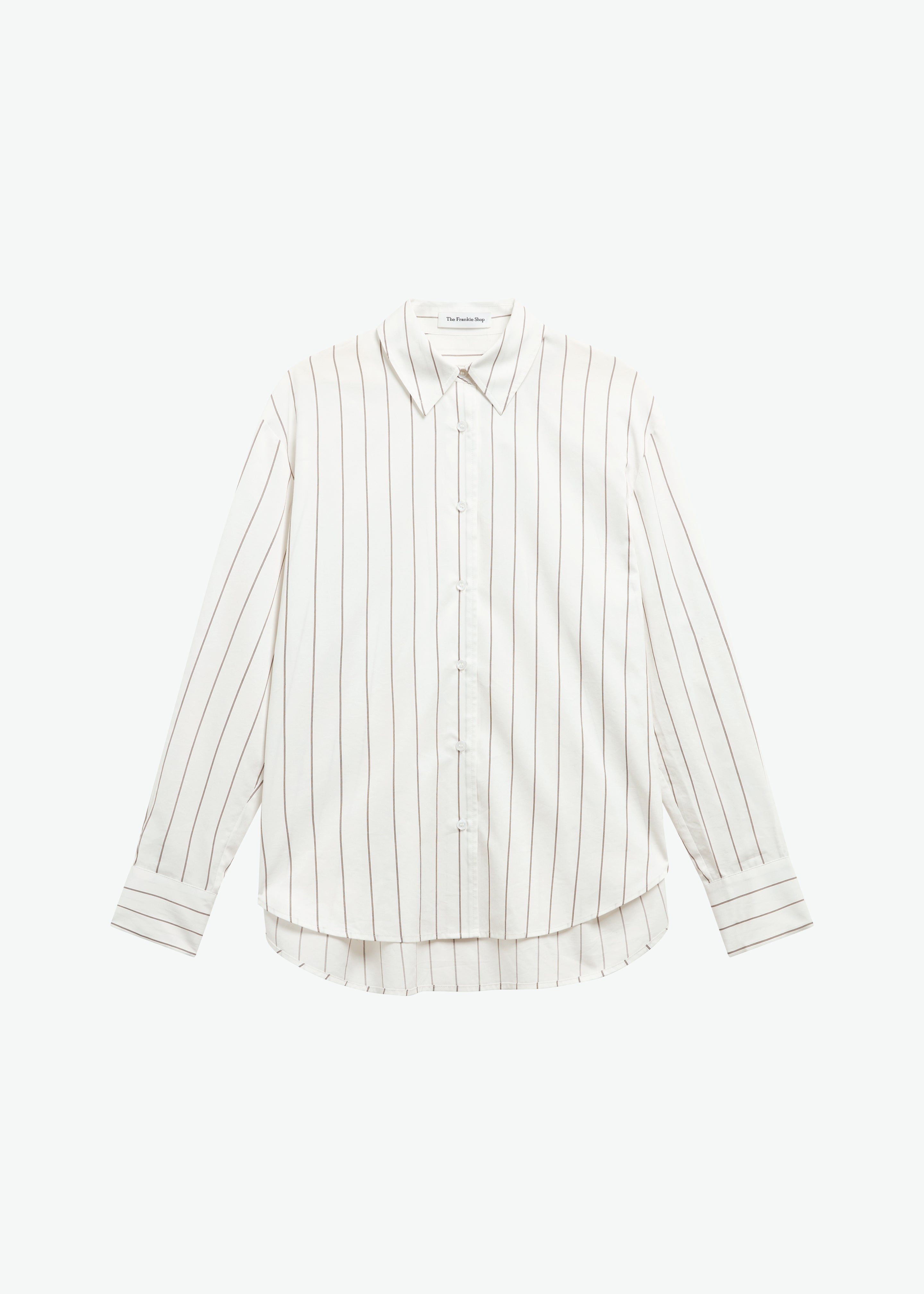 Peri Striped Cotton Shirt - White/Brown Stripe - 8