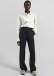 Peri Striped Cotton Shirt - White/Brown Stripe
