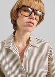 Peri Striped Fluid Shirt - Beige/Brown