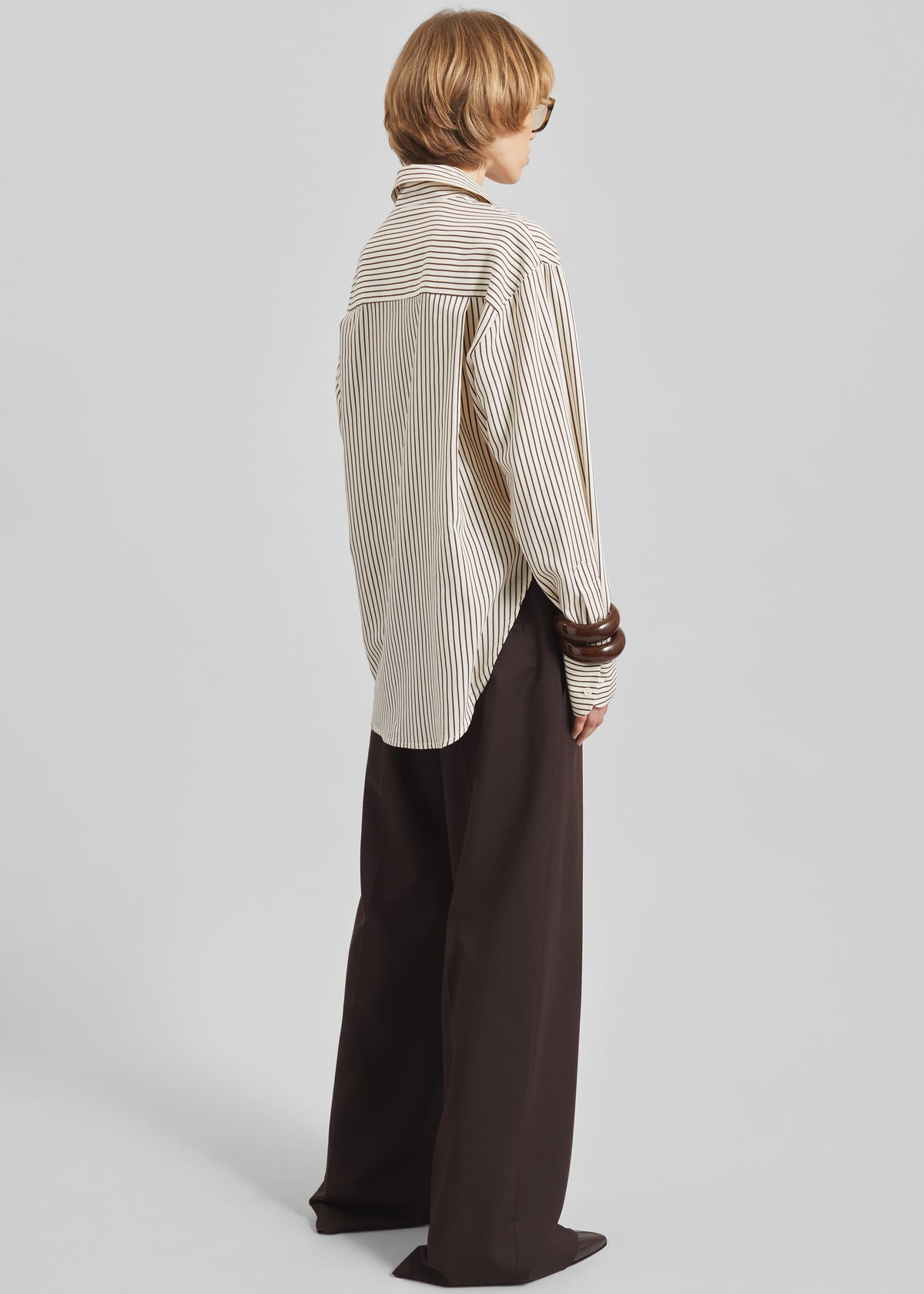 Peri Striped Fluid Shirt - Beige/Brown - 5