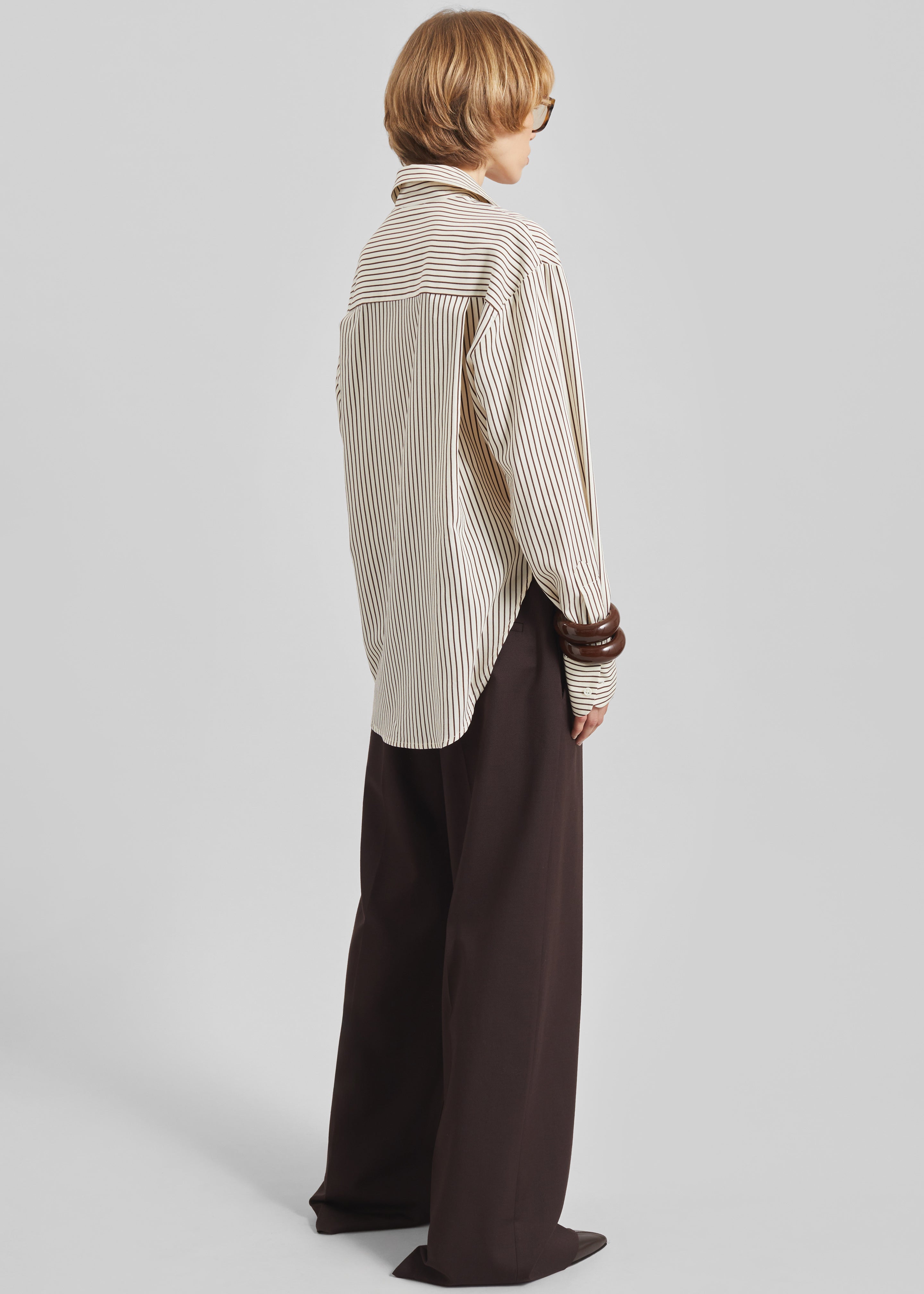 Peri Striped Fluid Shirt - Beige/Brown - 5