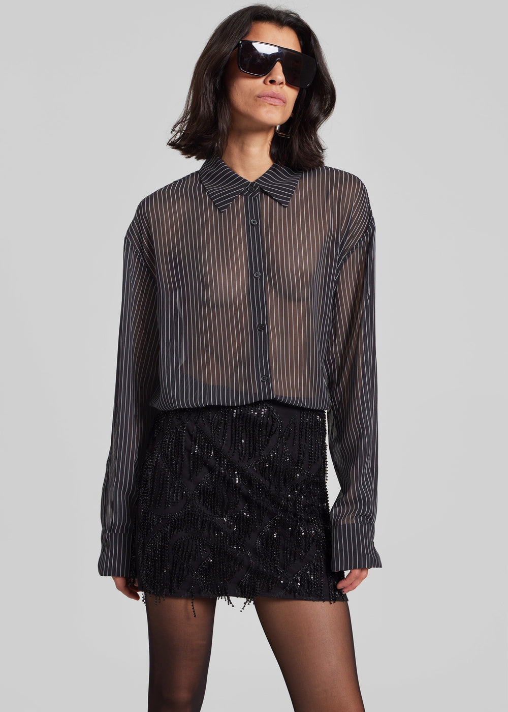 Peri Striped Shirt - Black/White Stripe - 1