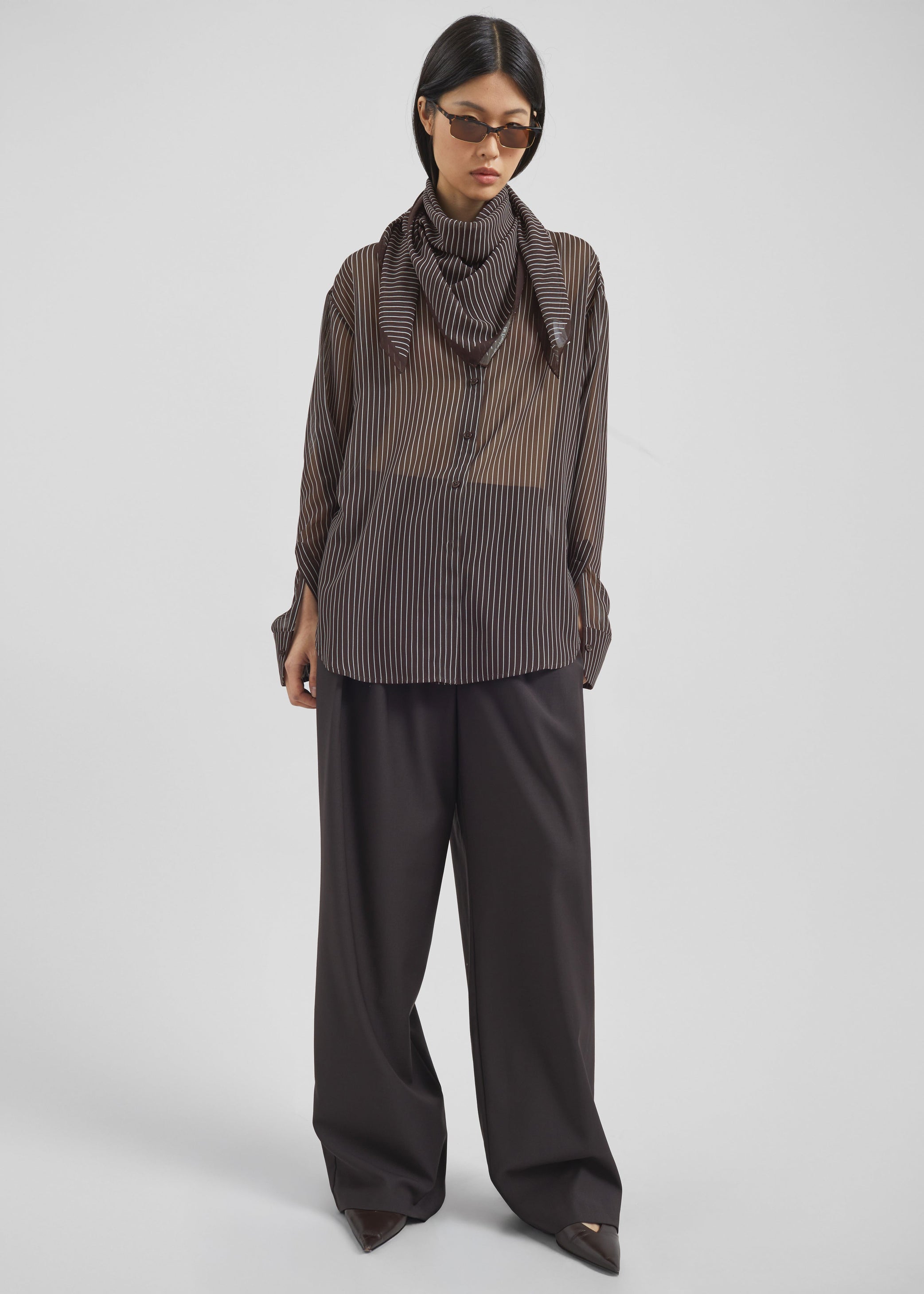Shop the look image for Peri Striped Shirt - Brown/White Stripe