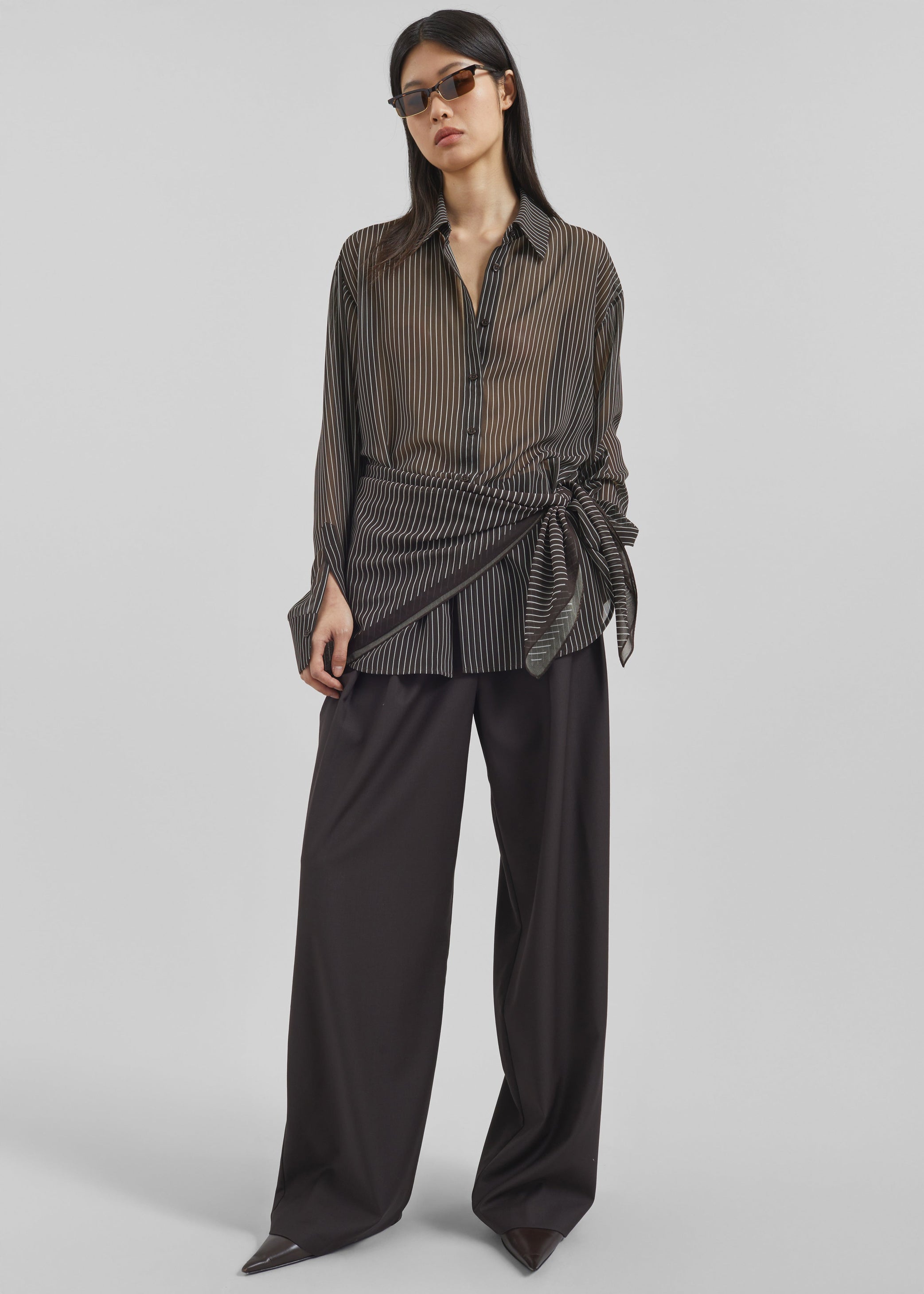 Shop the look image for Ripley Pleated Trousers - Brown
