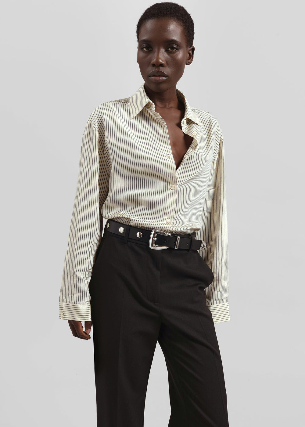 Peri Striped Shirt - Ivory/Black