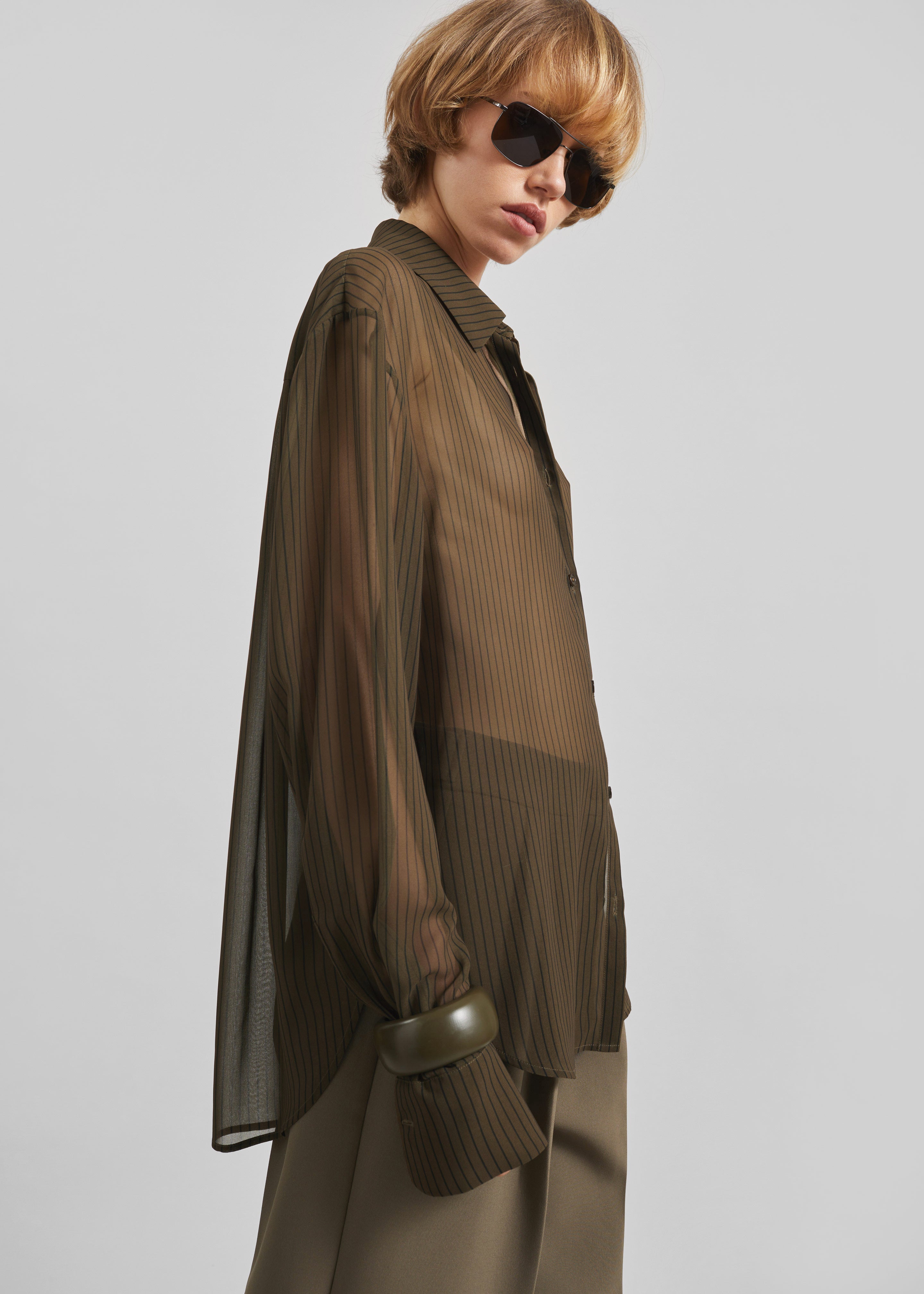 Peri Striped Shirt - Olive/Black Stripe - 13