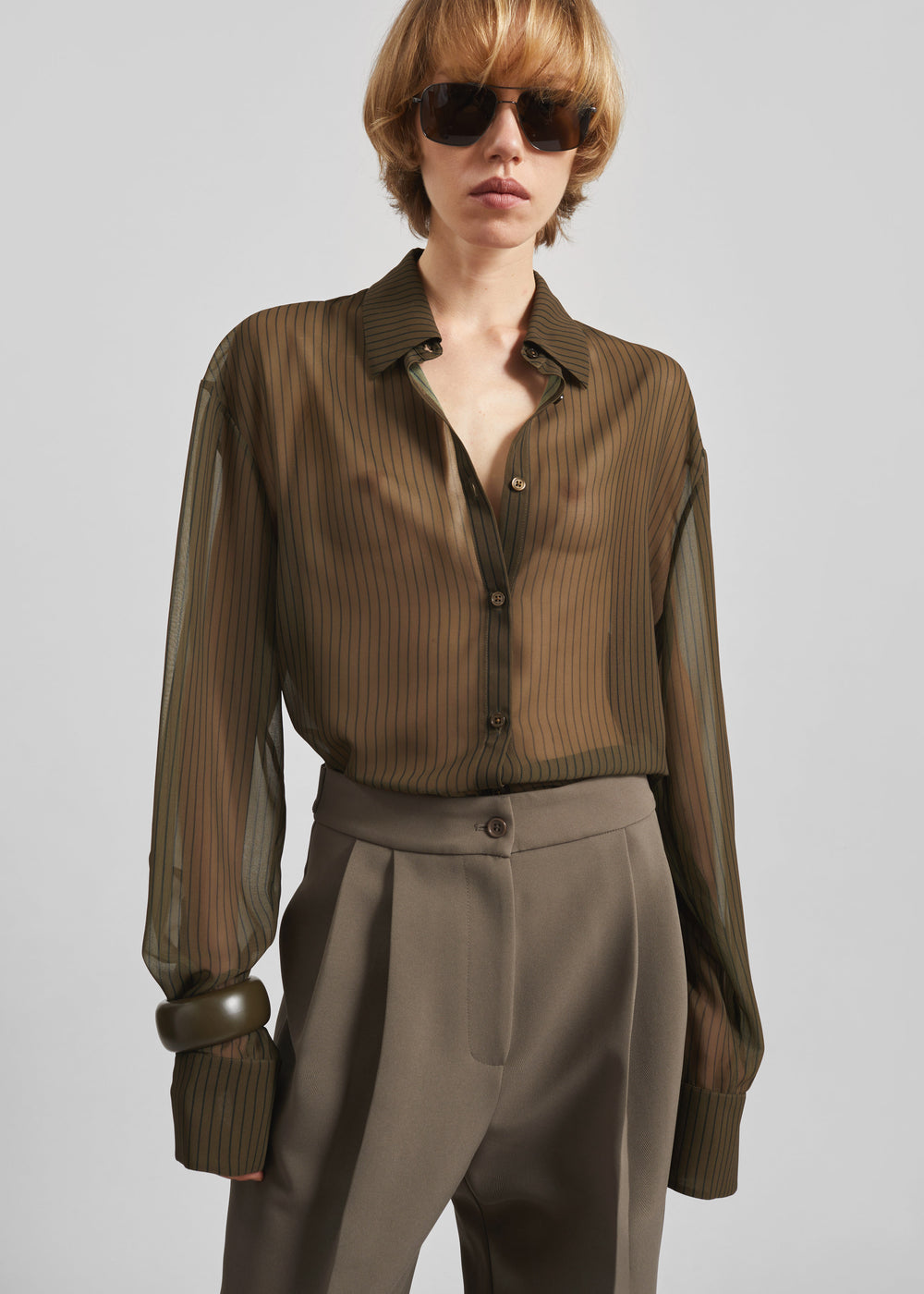 Peri Striped Shirt - Olive/Black Stripe