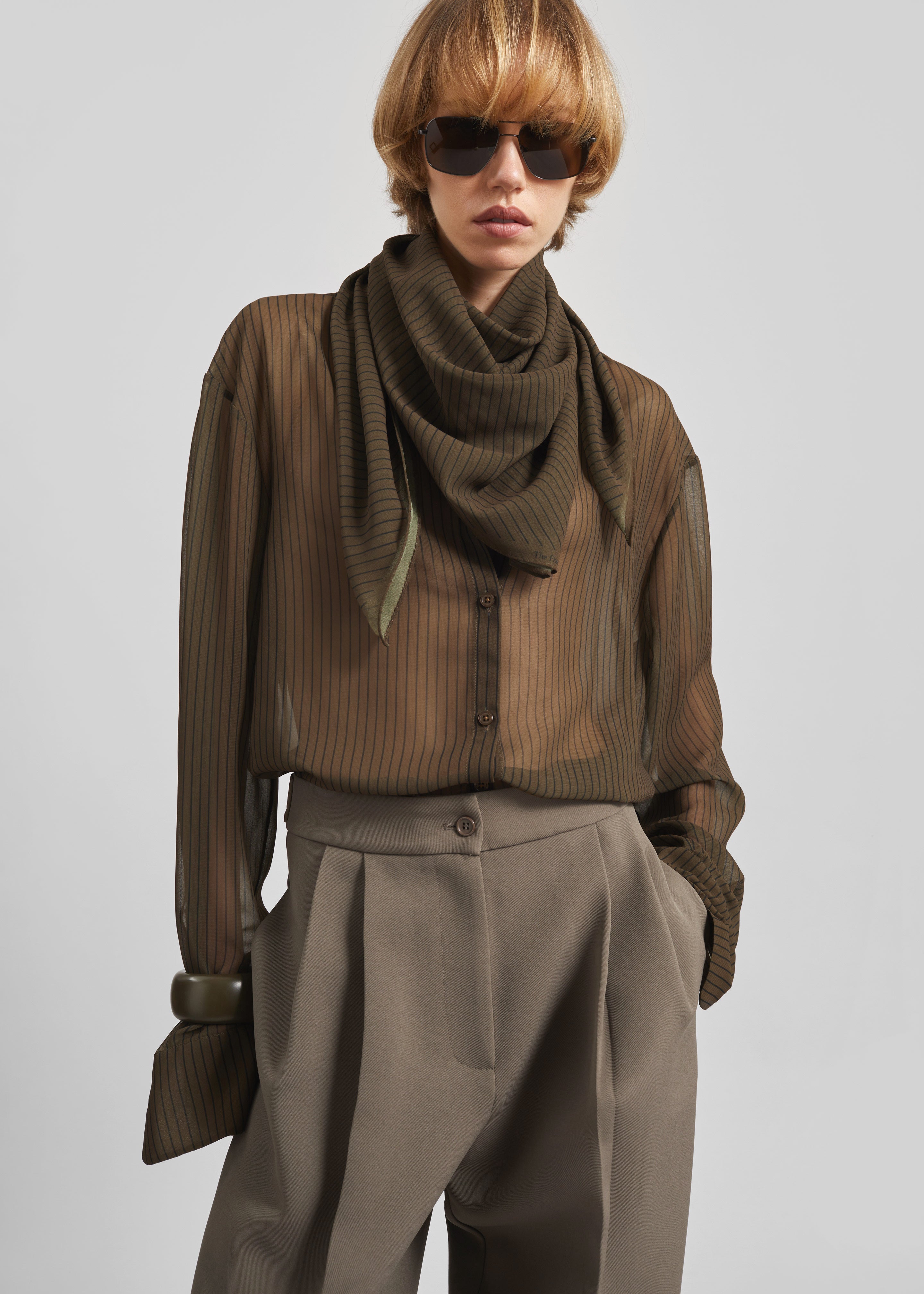 Peri Striped Shirt - Olive/Black Stripe - 13