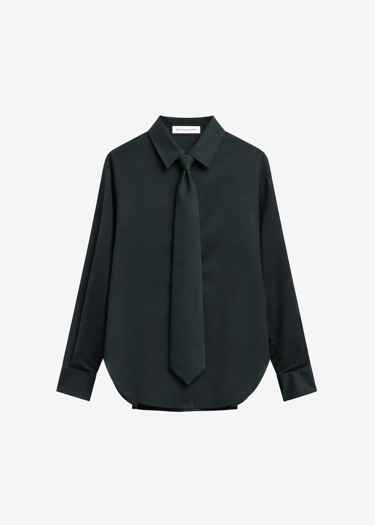 Peri Tie Neck Shirt - Bottle Green - 10