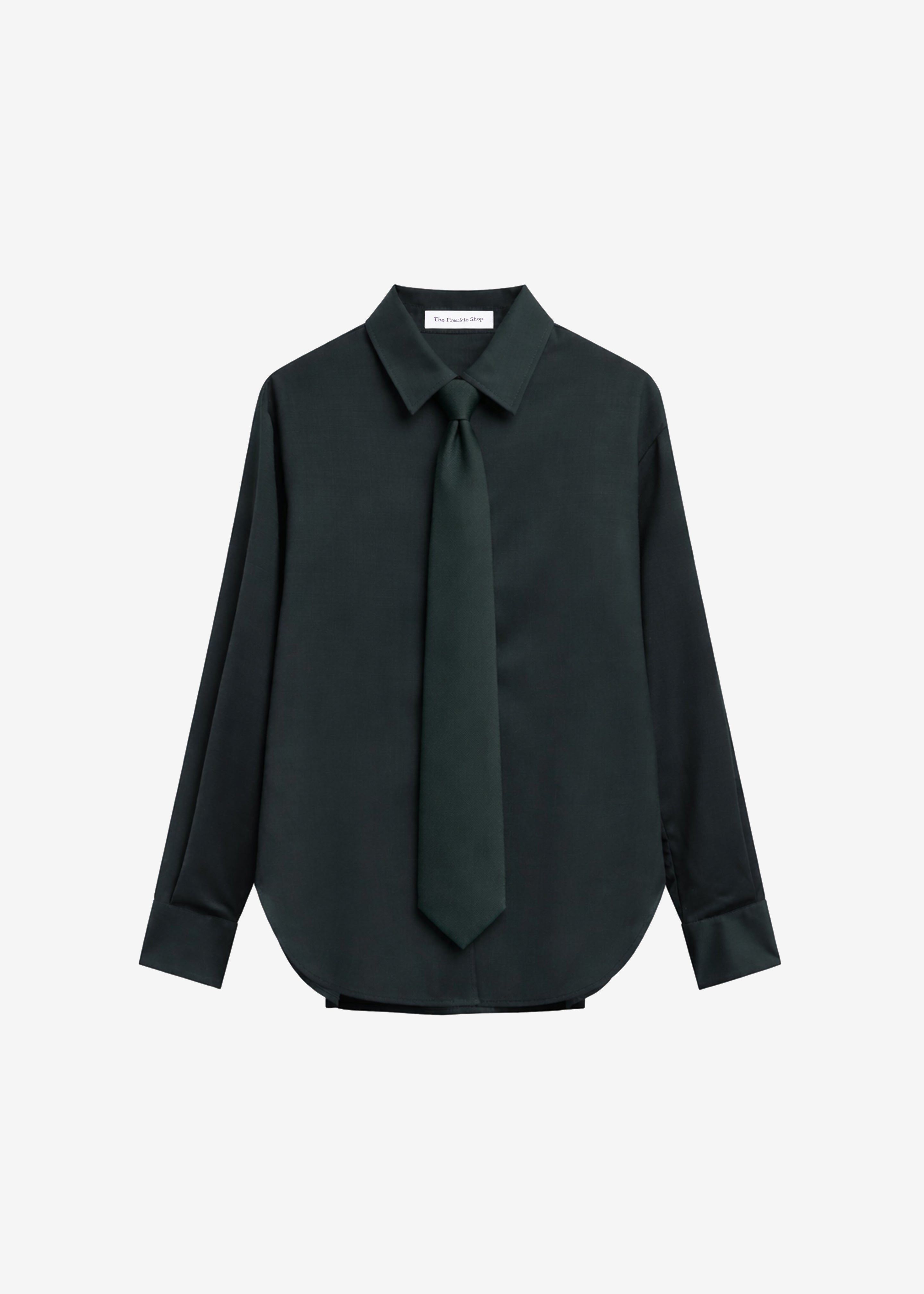 Peri Tie Neck Shirt - Bottle Green - 10