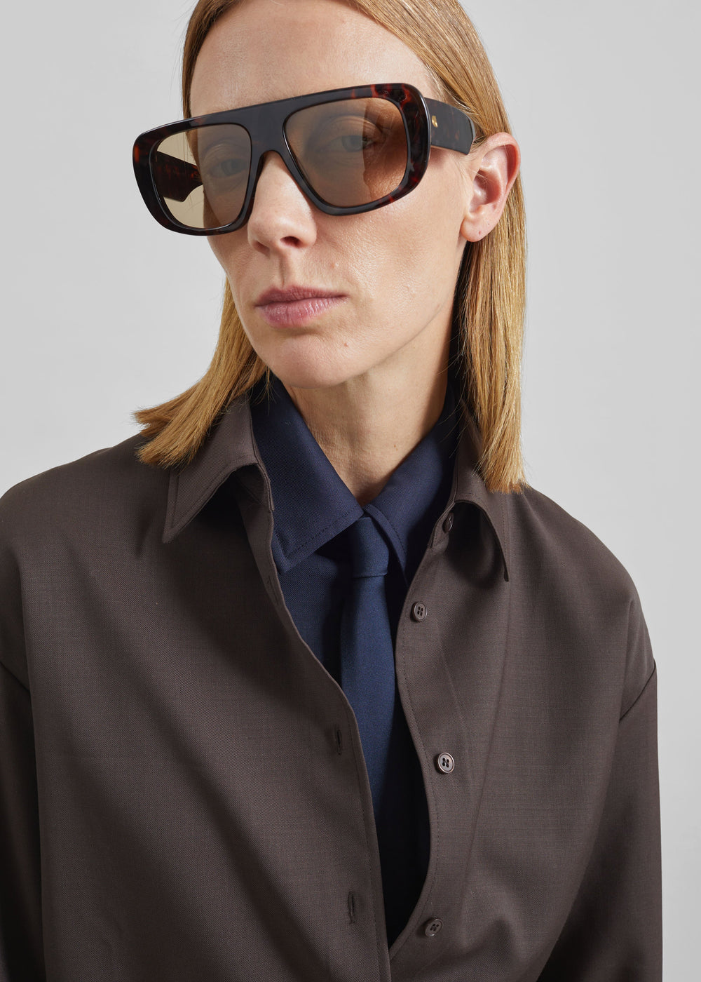 Chemise Peri à col noué - Marron - 1