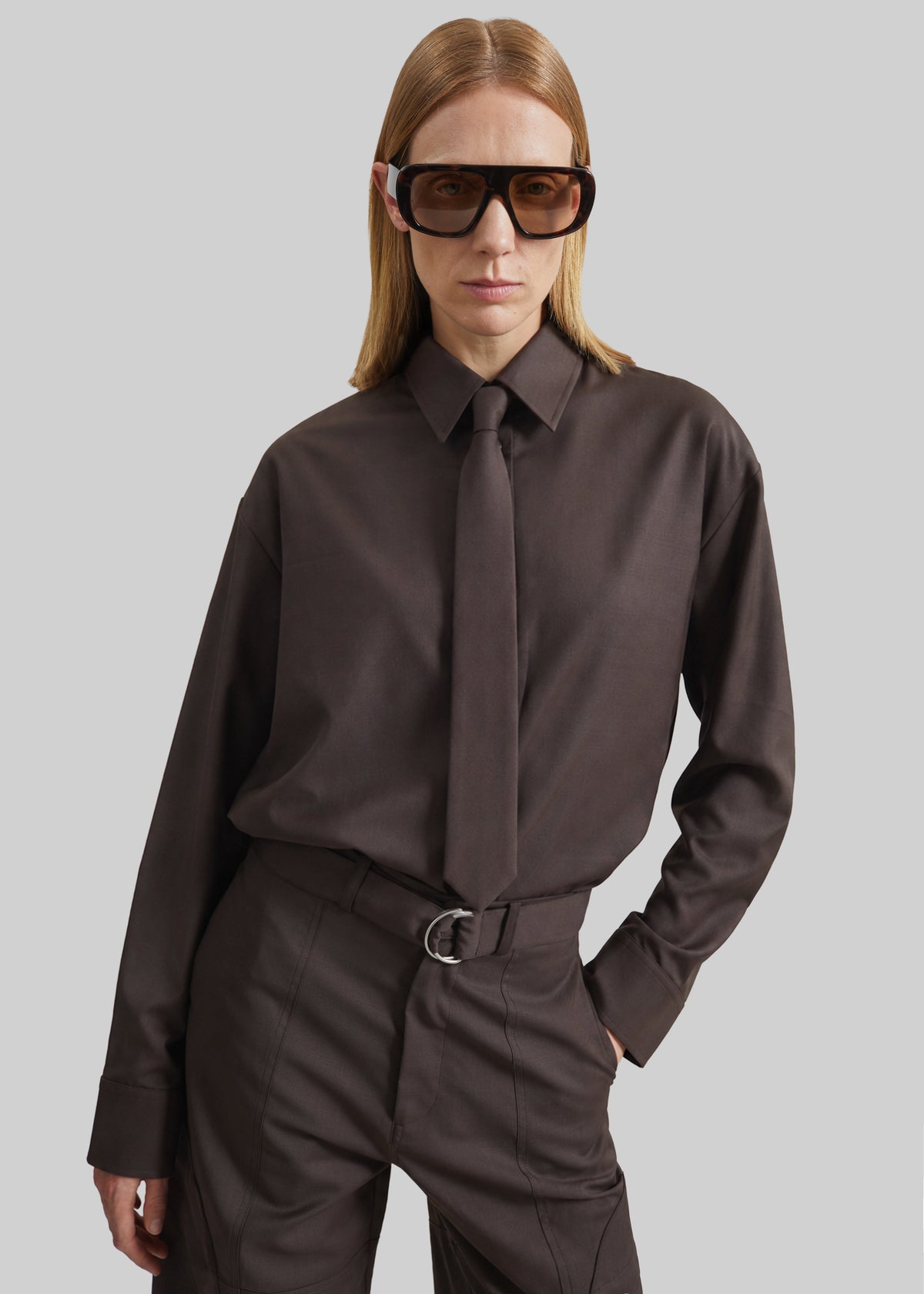 Chemise Peri à col noué - Marron - 2