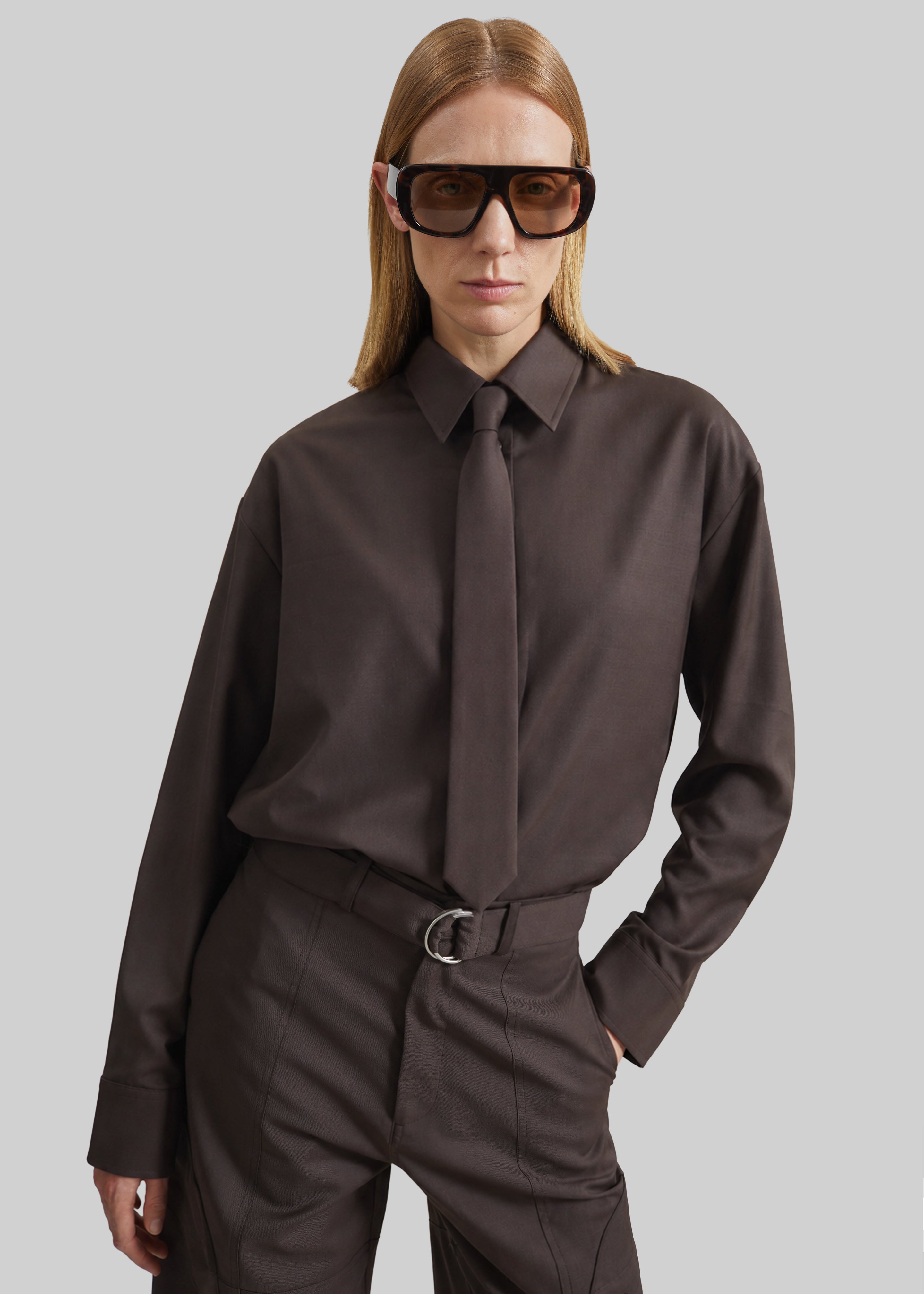 Chemise Peri à col noué - Marron - 2