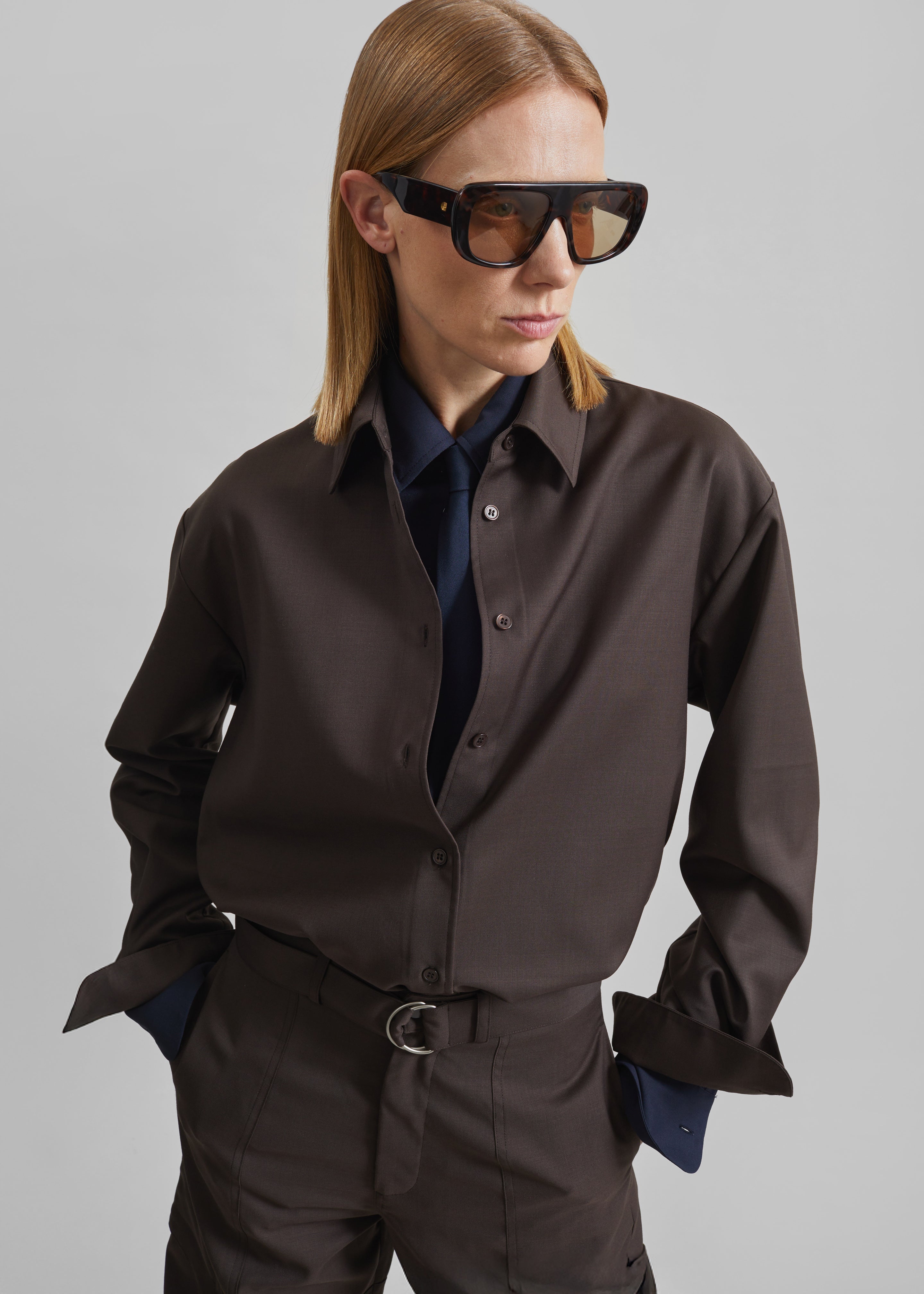 Chemise Peri à col noué - Marron - 1