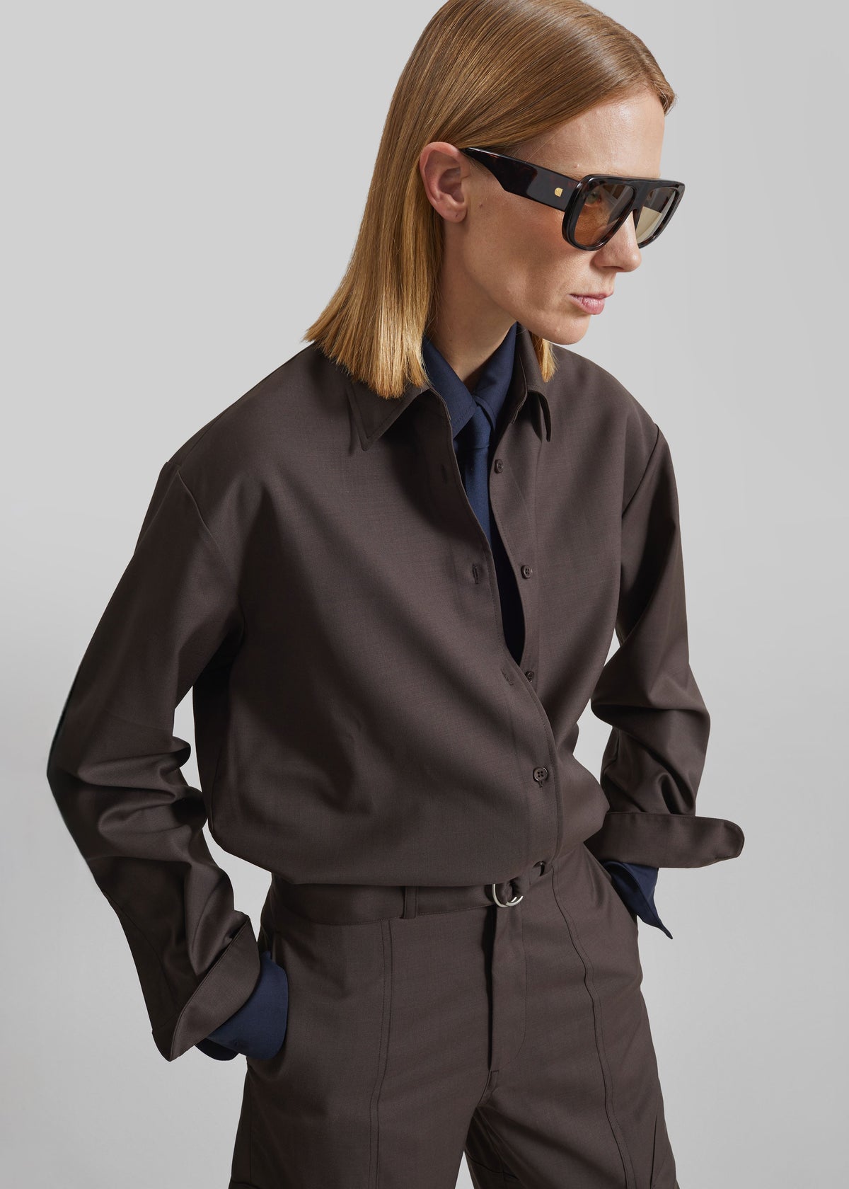 Chemise Peri à col noué - Marron - 5