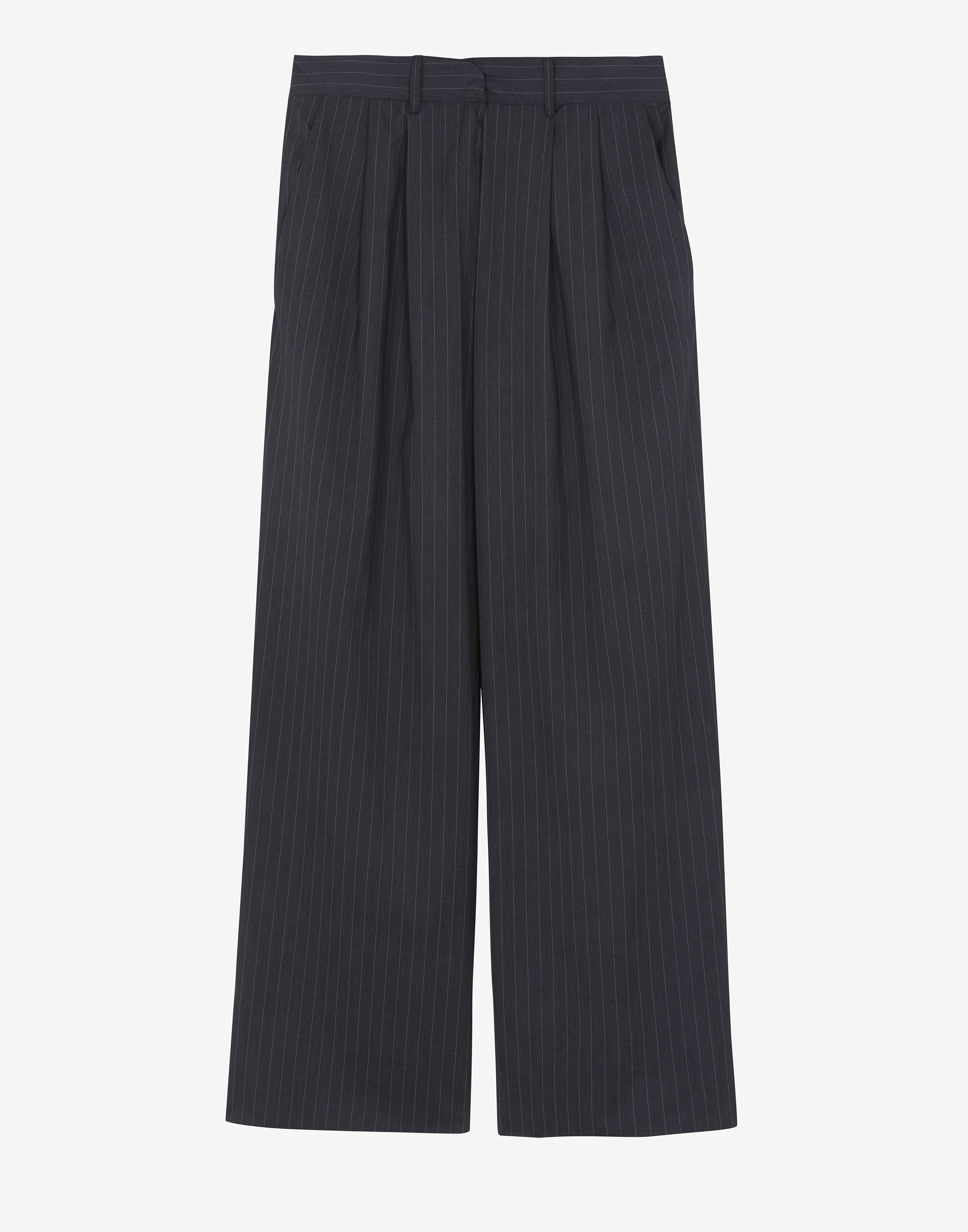 Peyton Pleated Pants - Grey Pinstripe - 7