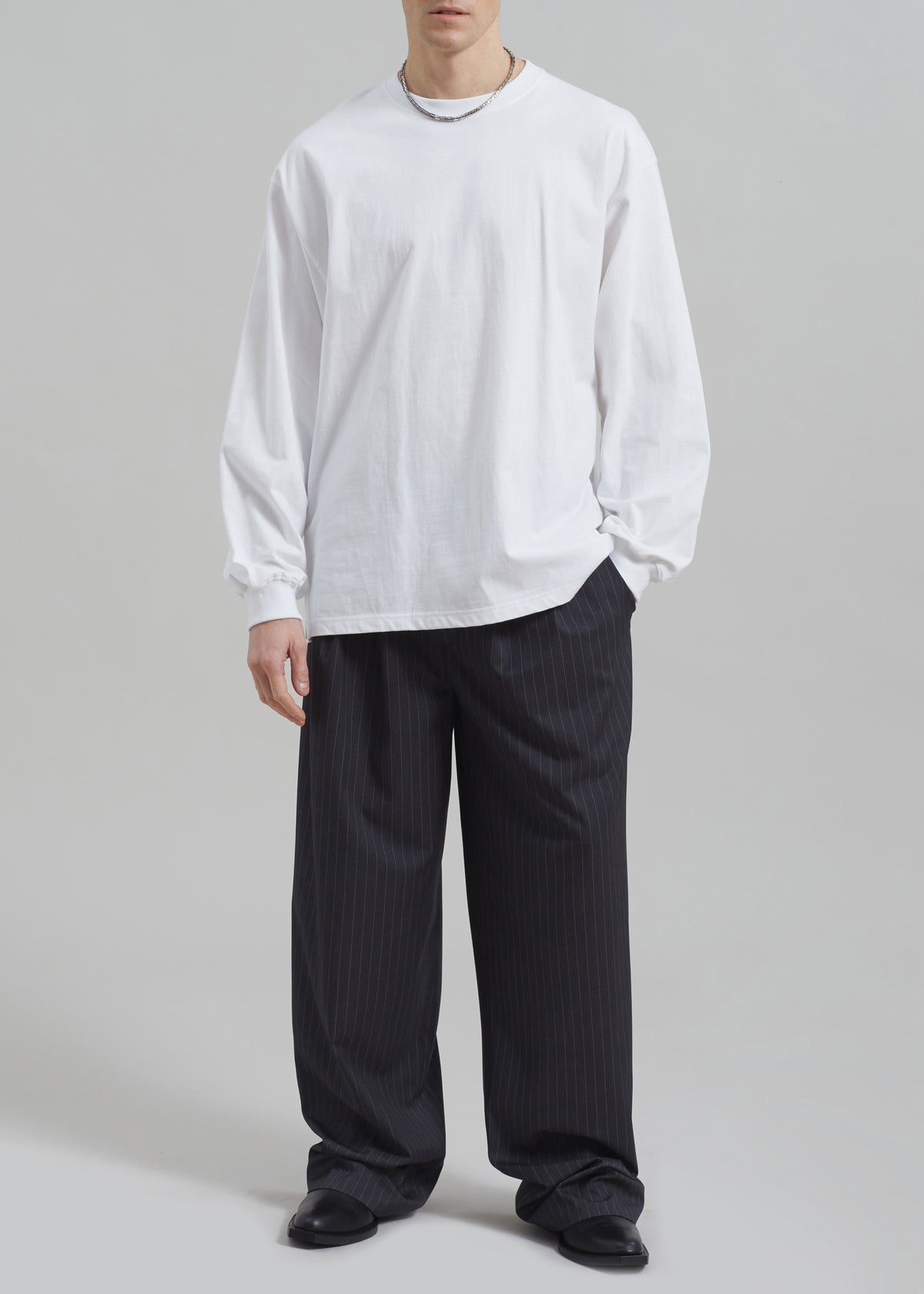 Peyton Pleated Pants - Grey Pinstripe - 4