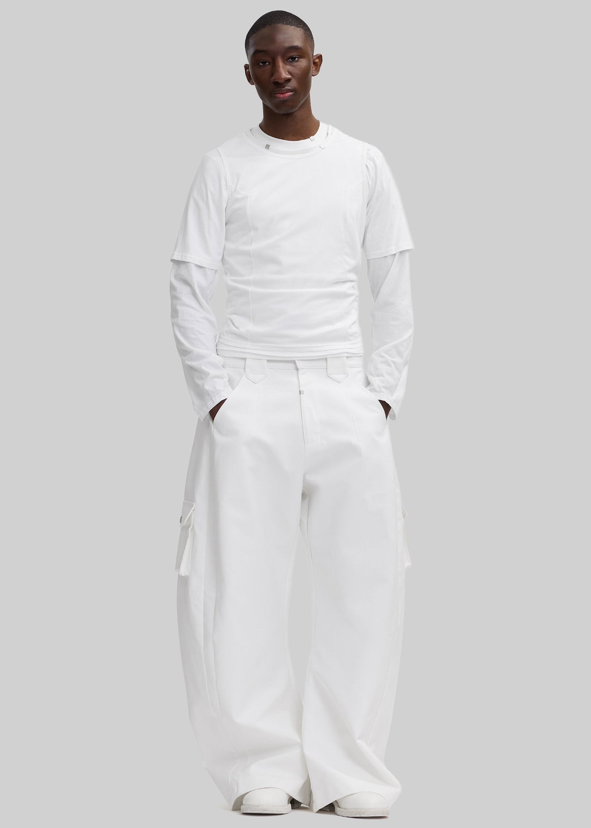 Pieces Uniques Le Cargo Pants Emin - White Wash - 3