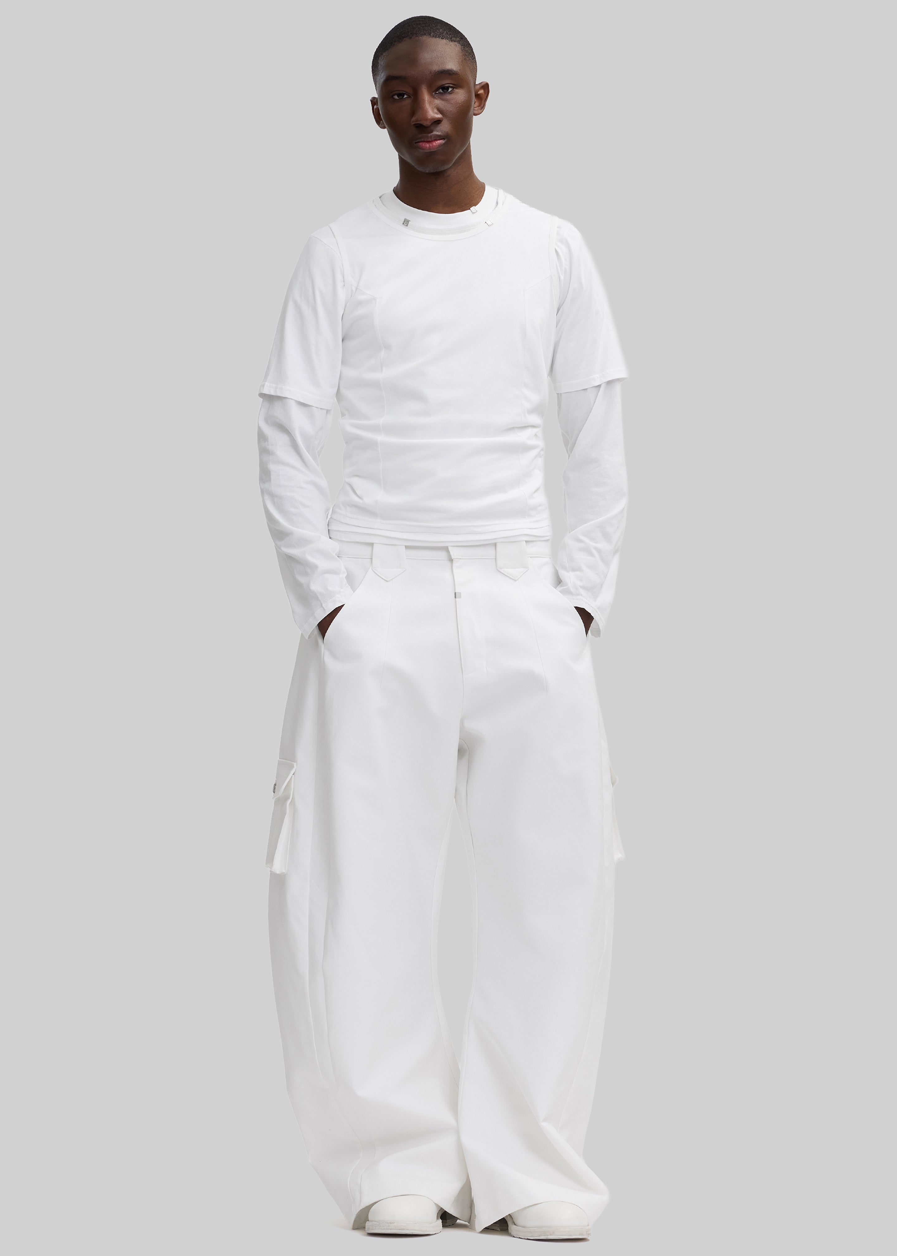 Pieces Uniques Le Cargo Pants Emin - White Wash - 3