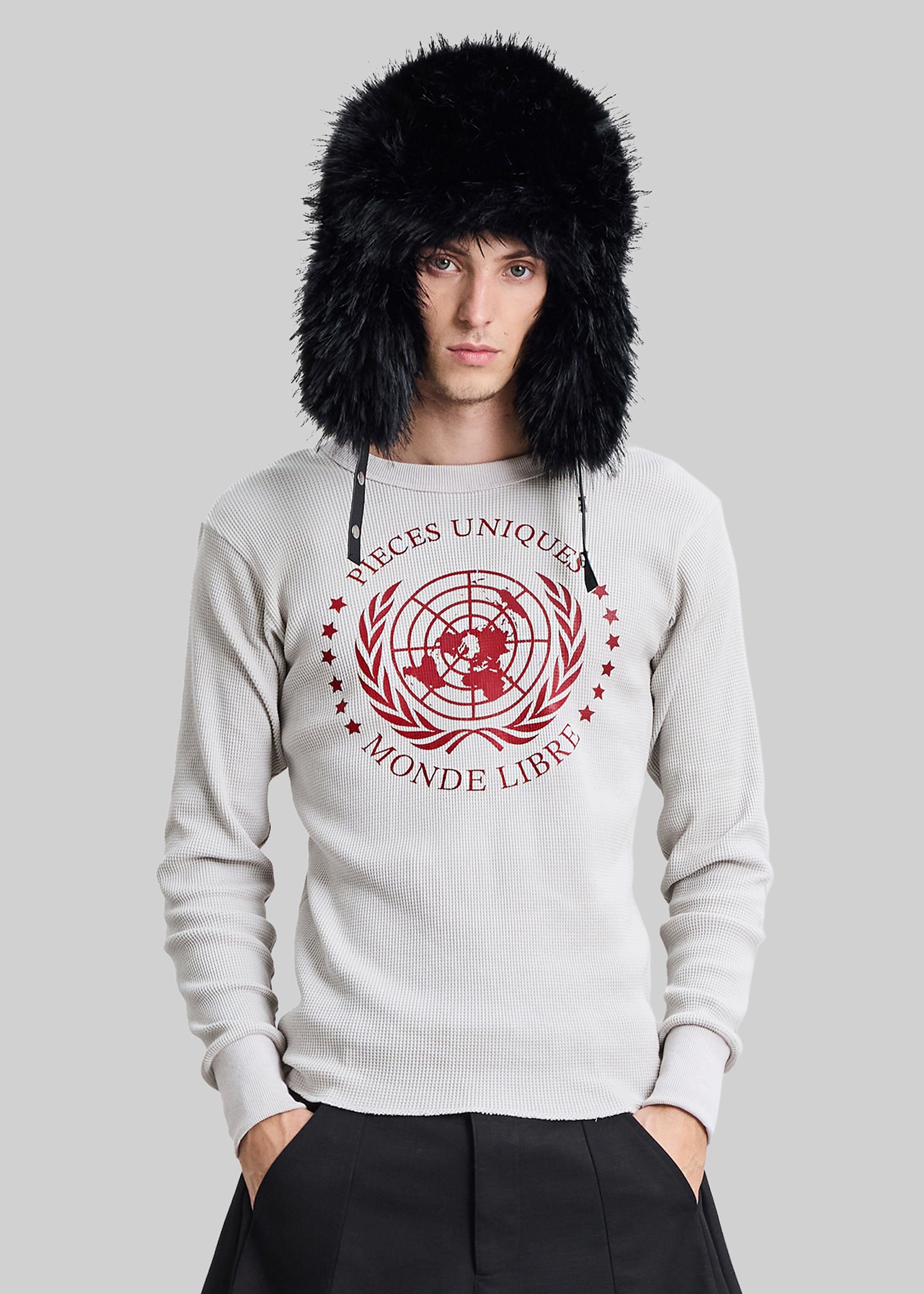 Pieces Uniques Monde Libre Thermal T-Shirt - Grey - 1