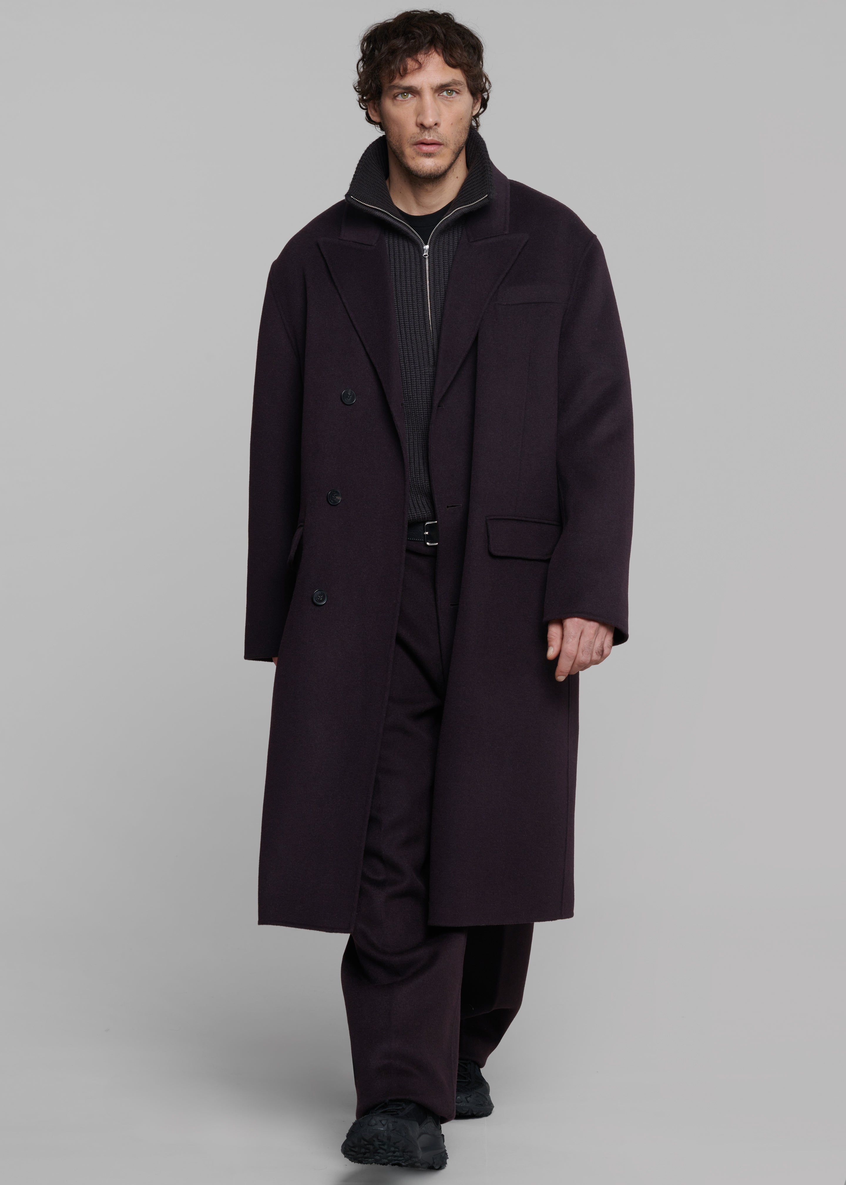 Paxton Wool Coat - Dark Plum - 5