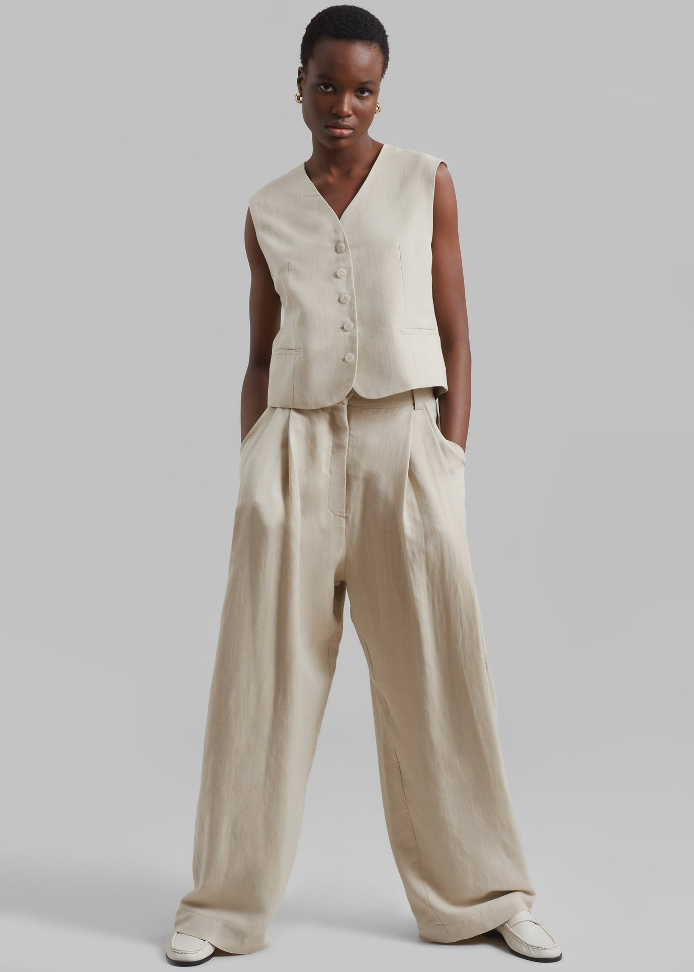 Piper Pleated Trousers - Beige